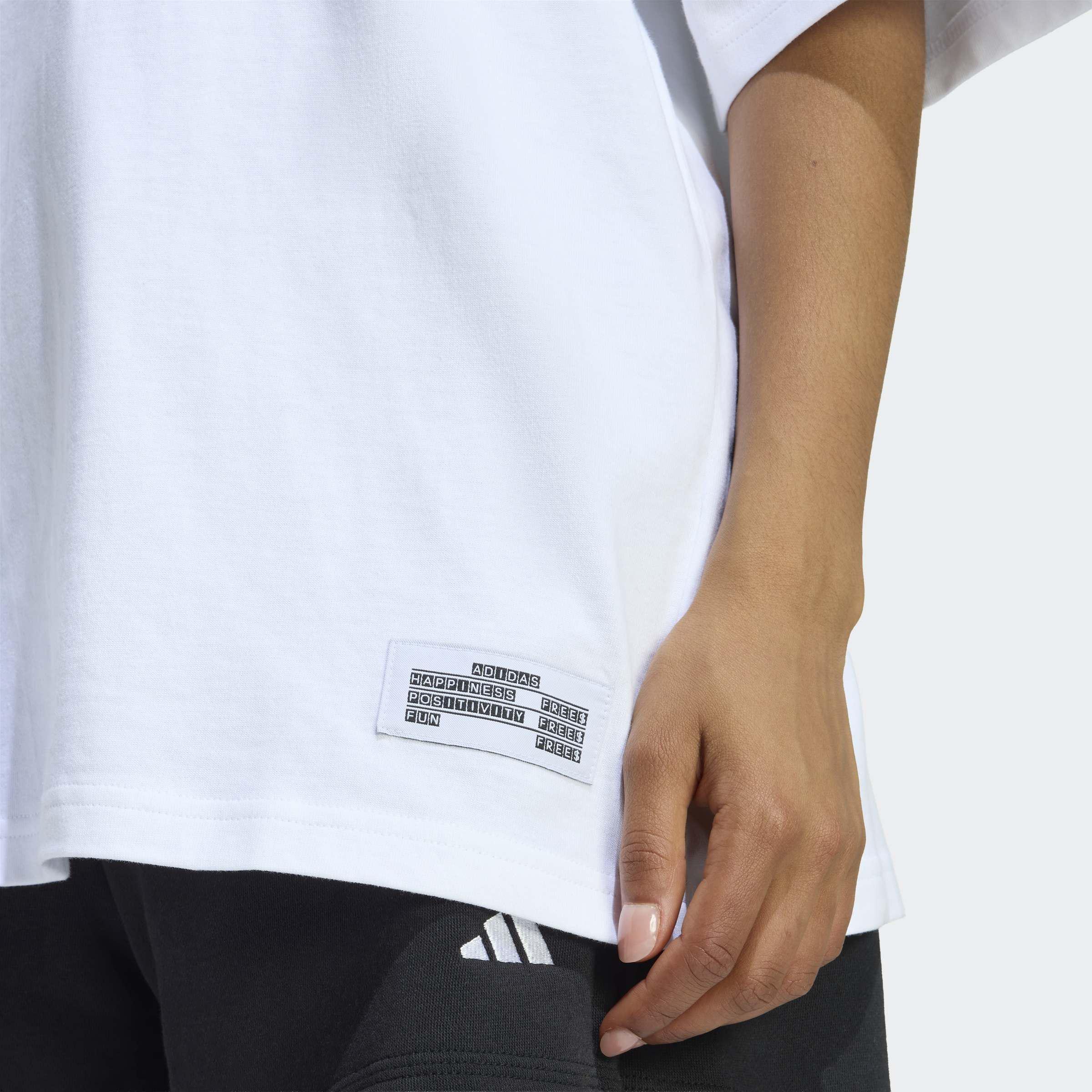 Mini Embroidery Oversized Graphic T-Shirt, White, A701_ONE, medium