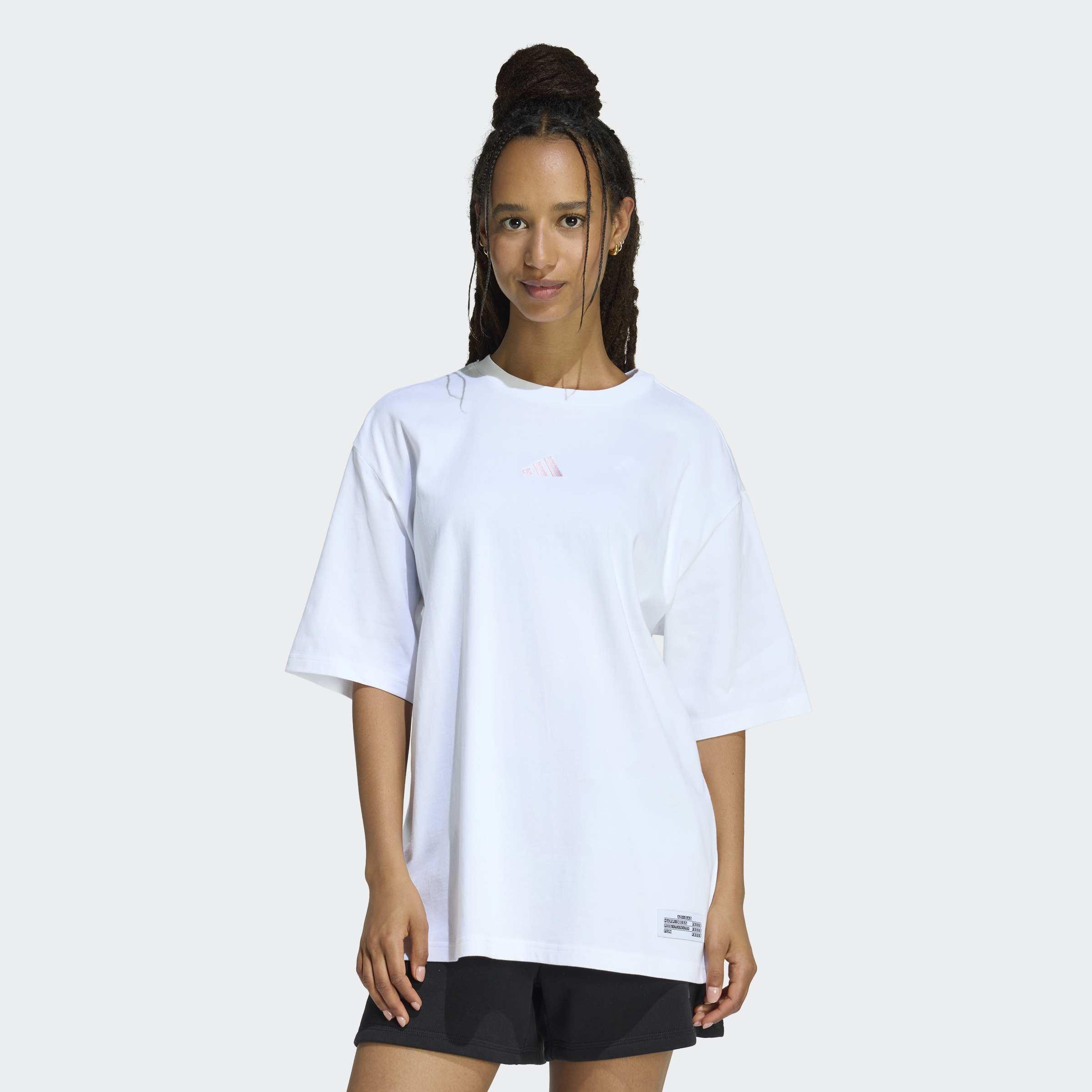 Mini Embroidery Oversized Graphic T-Shirt, White, A701_ONE, large image number 4