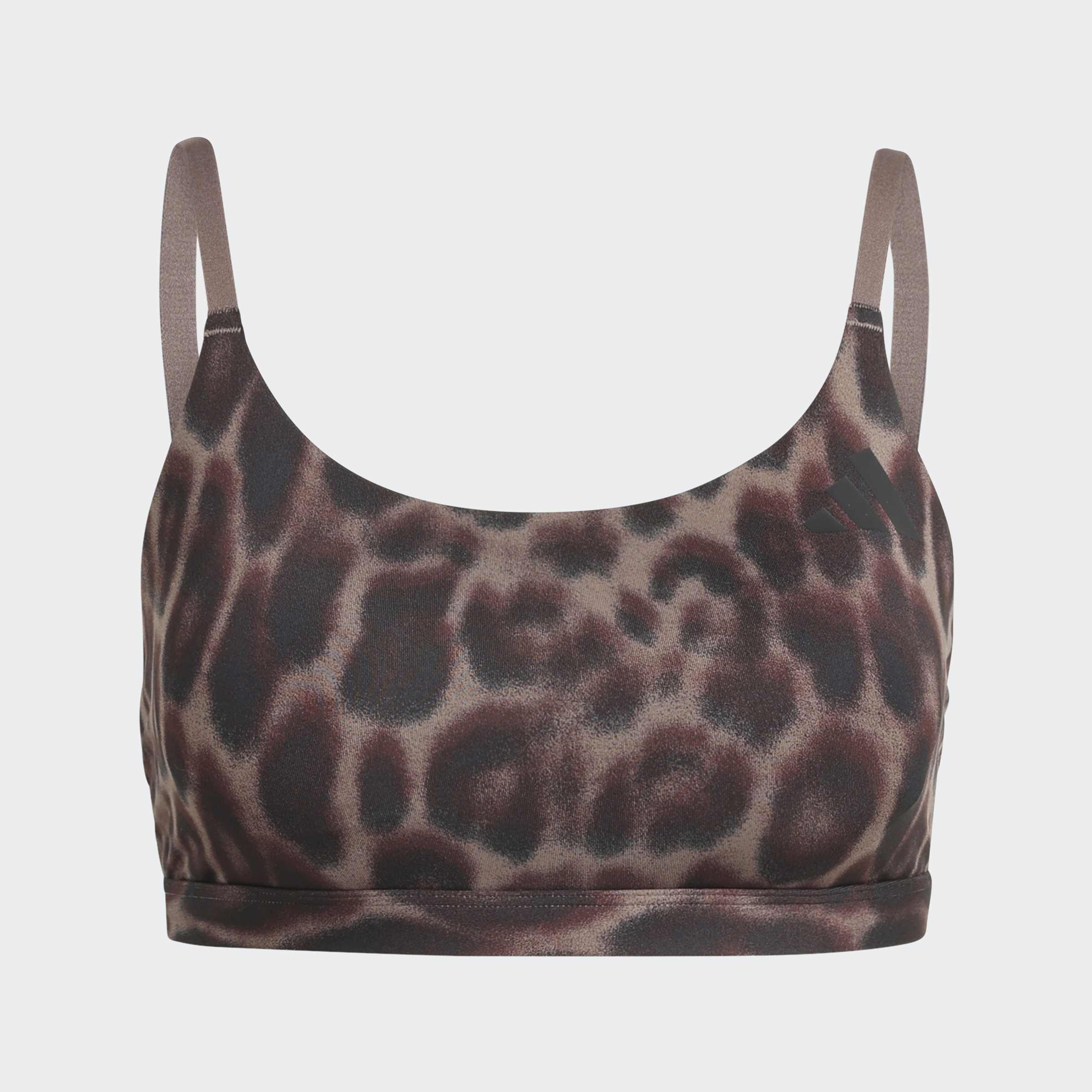 Optime Essentials Workout Leopard Light Support Bra, Brown, A701_ONE, medium