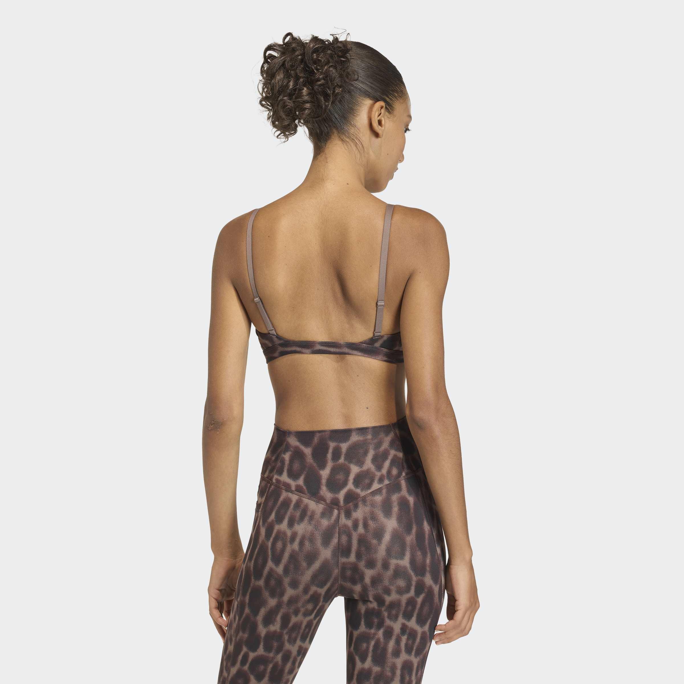 Optime Essentials Workout Leopard Light Support Bra, Brown, A701_ONE, medium