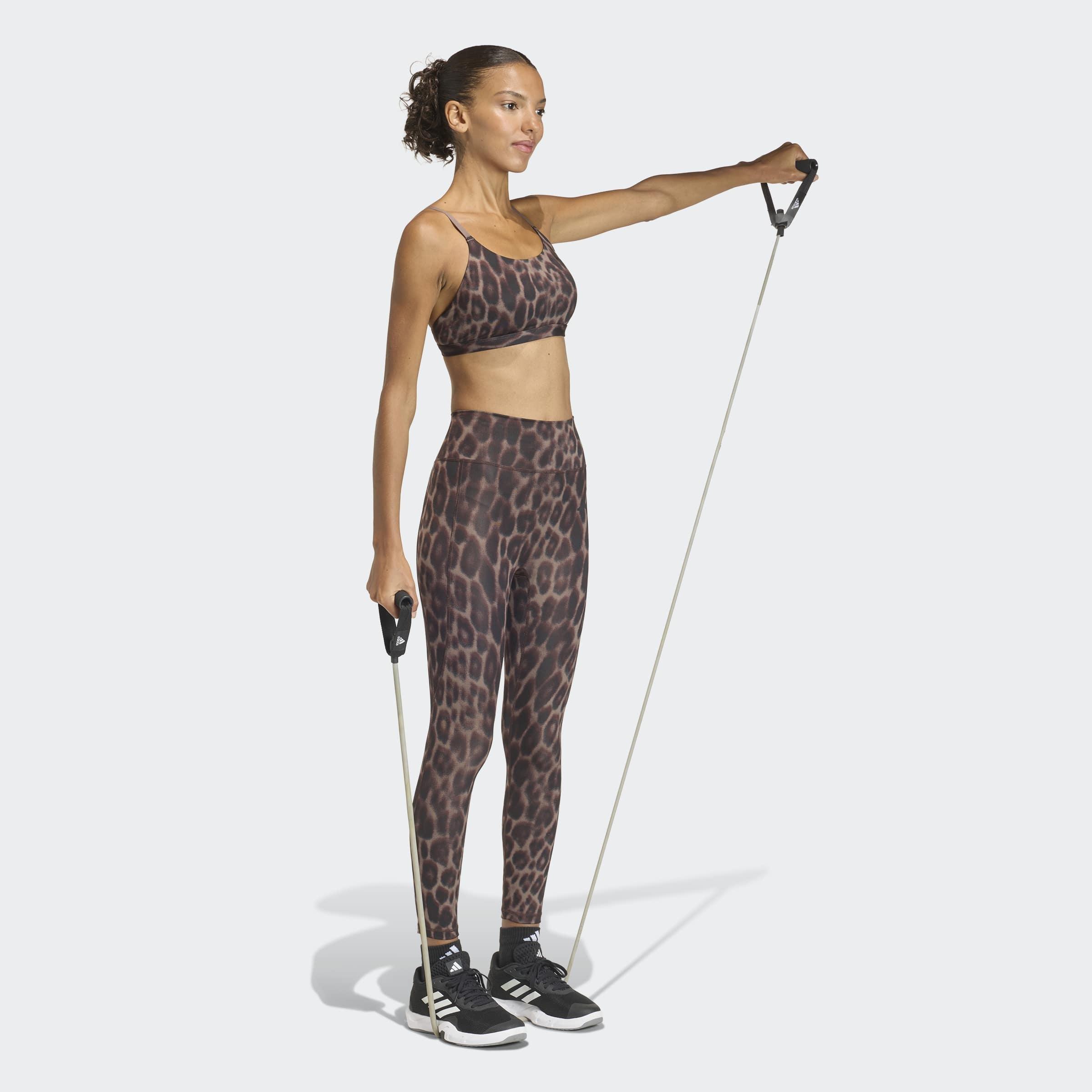 Optime Essentials Workout Leopard Light Support Bra, Brown, A701_ONE, large image number 5