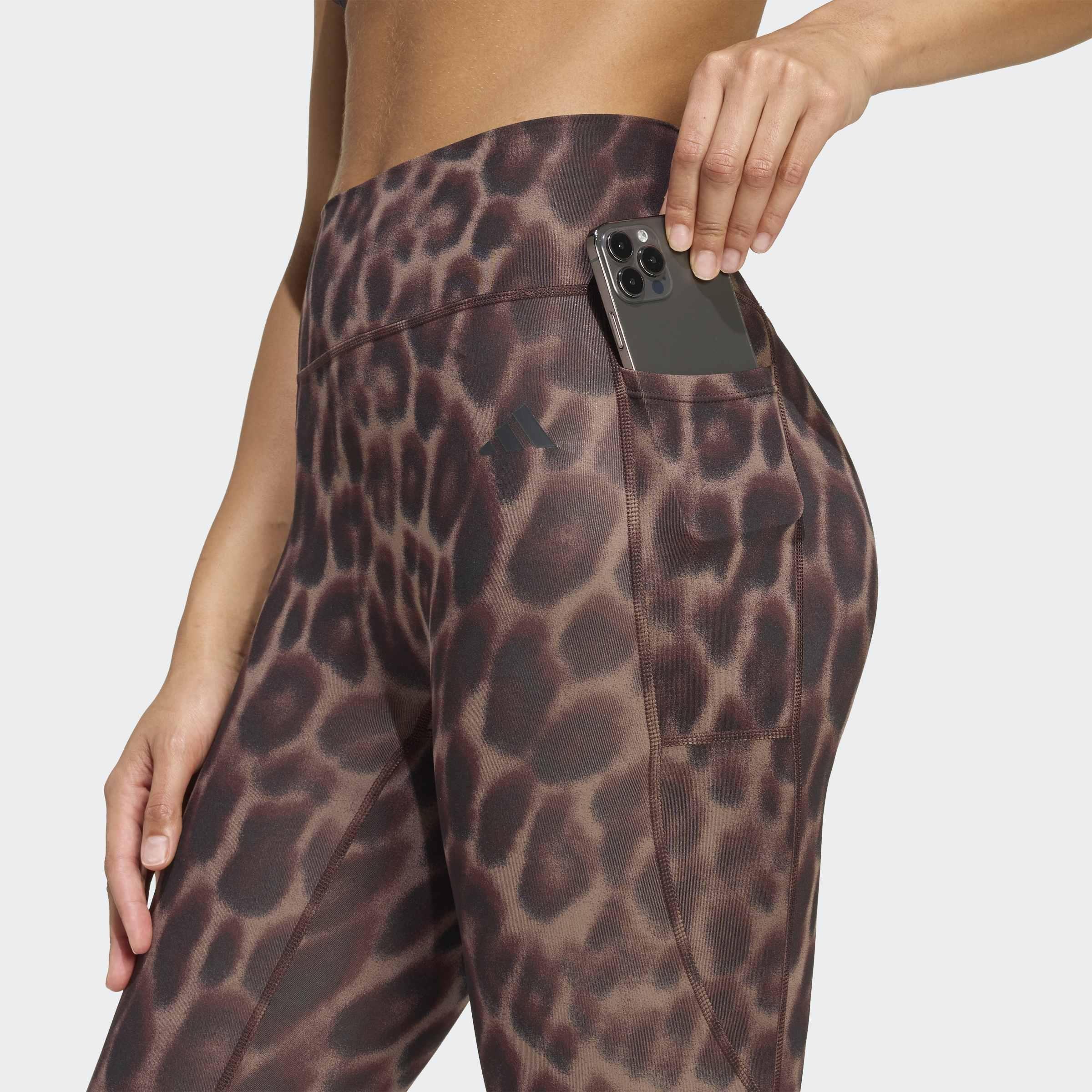 Optime Essentials Workout Leopard 7/8 Leggings, Brown, A701_ONE, medium