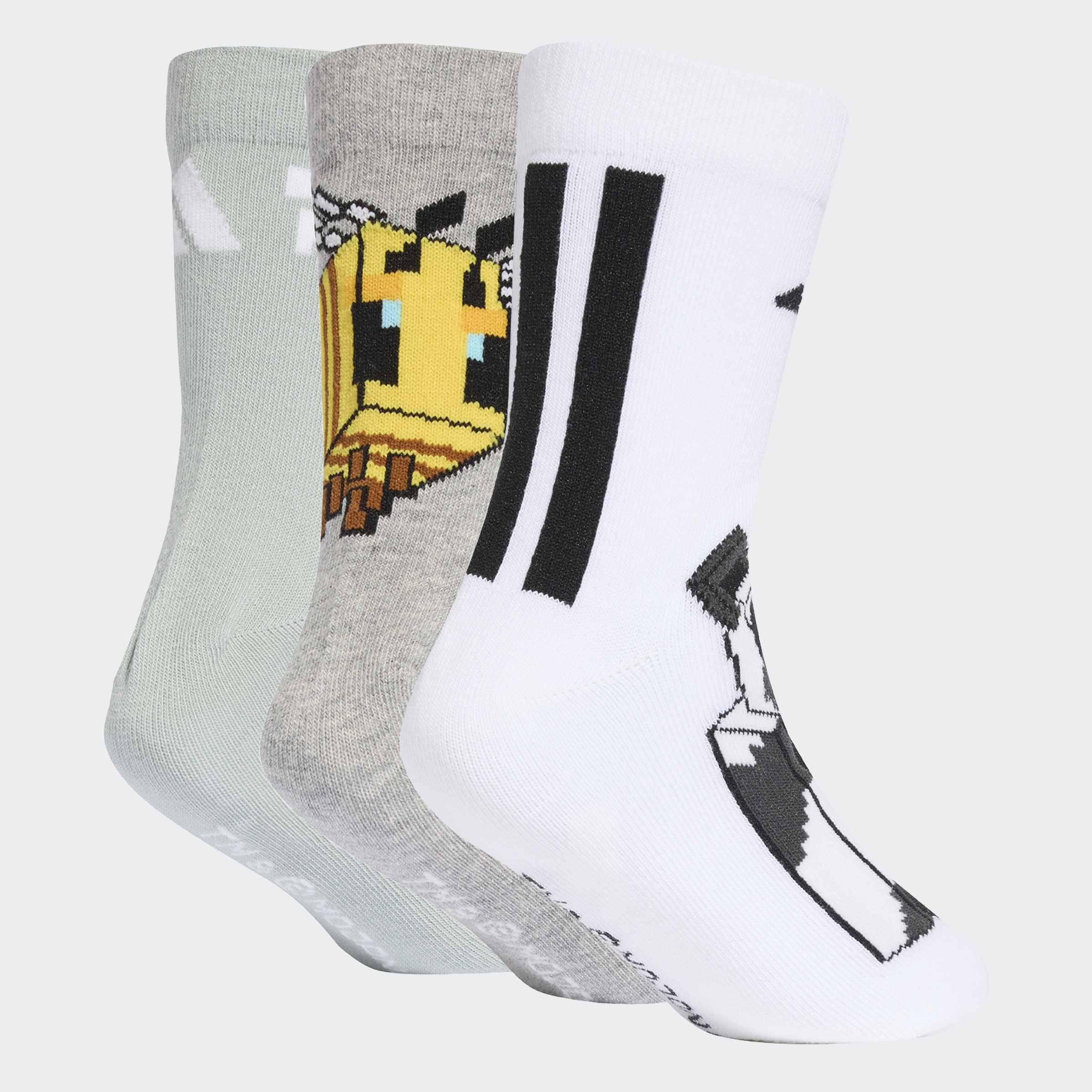 Kids Unisex Adidas Minecraft Socks, Green, A701_ONE, large image number 0