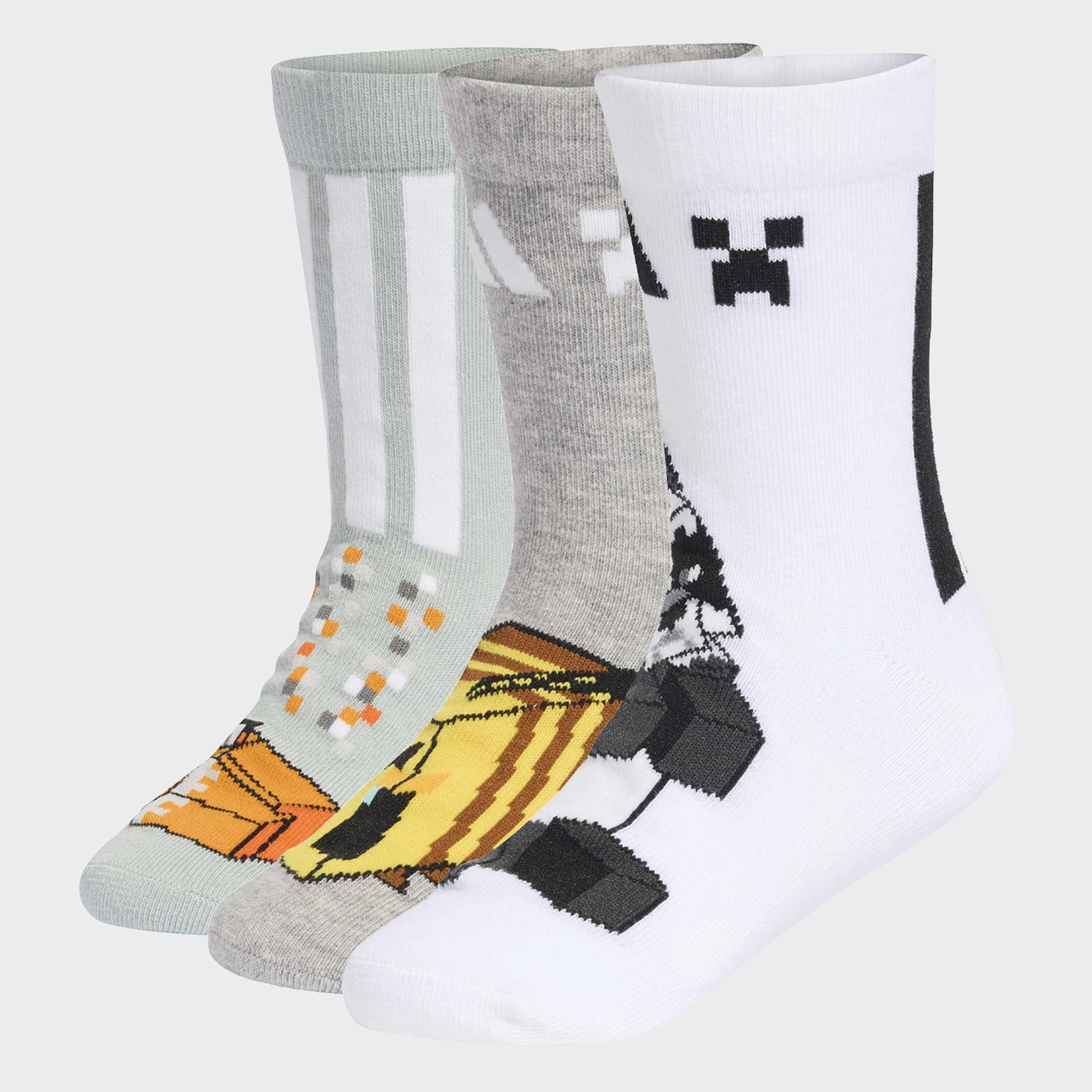 Kids Unisex Adidas Minecraft Socks, Green, A701_ONE, large image number 3