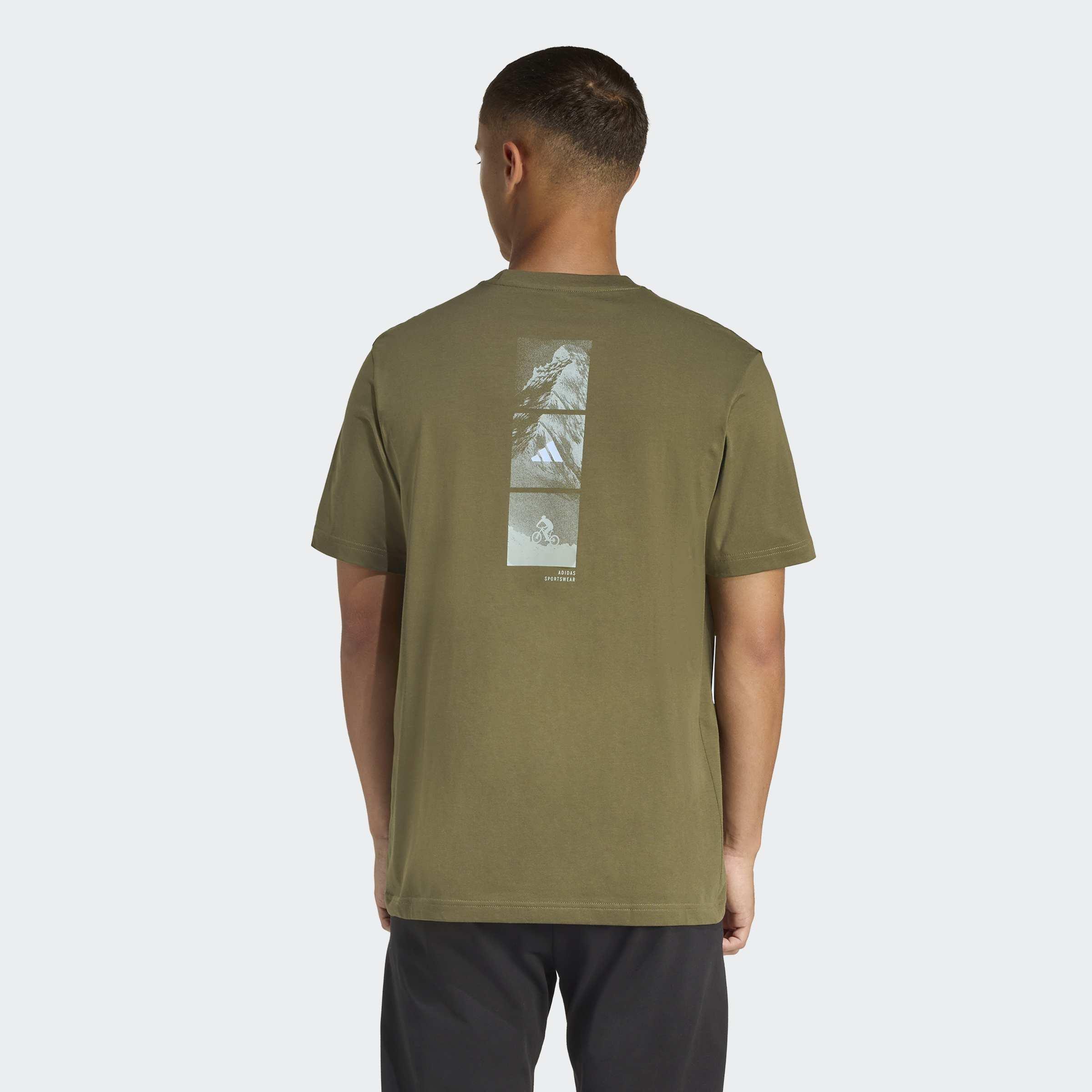 Outdoor Mountain Biking Graphic T-Shirt, Green