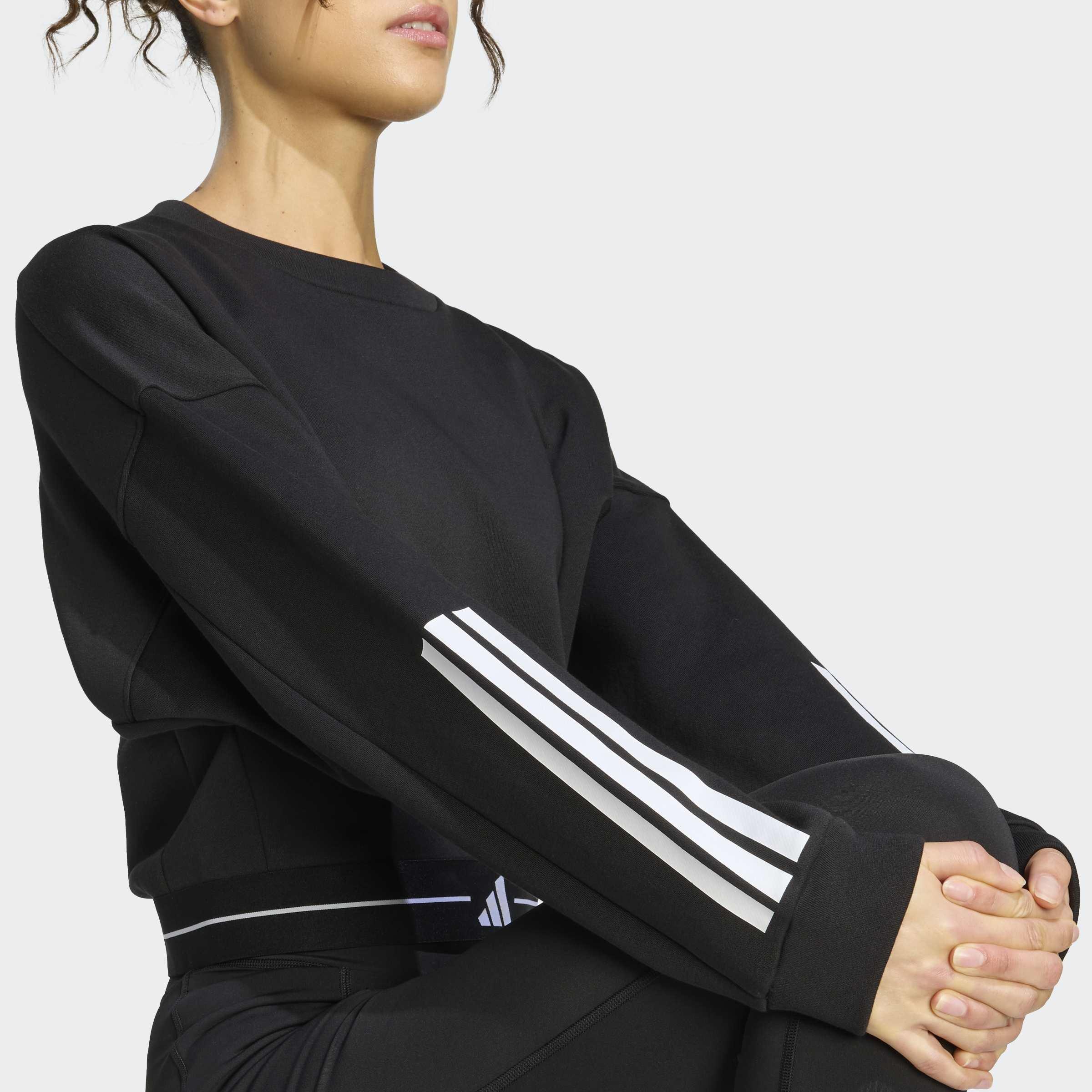 Hyperglam 3-Stripes Cropped Crewneck Sweatshirt, Black, A701_ONE, large image number 2