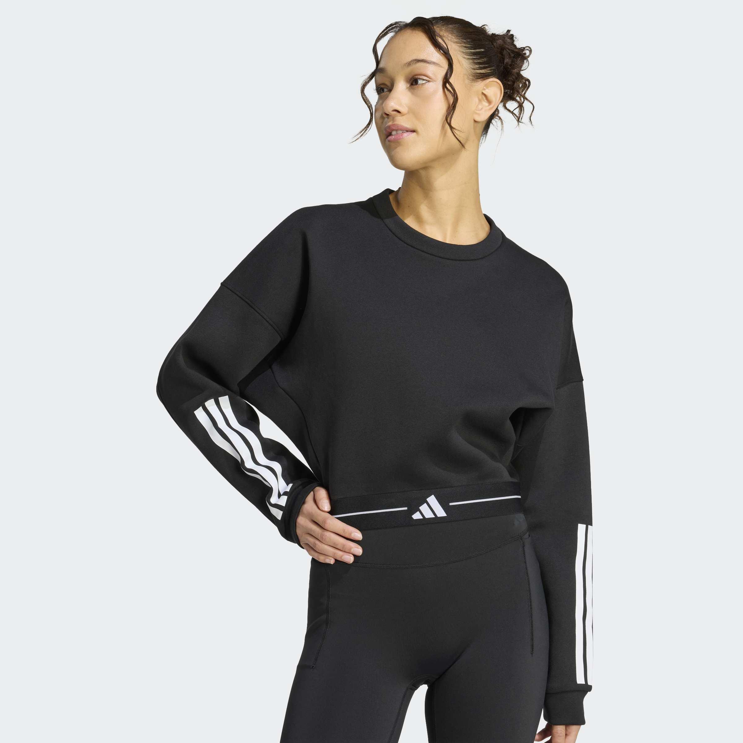 Hyperglam 3-Stripes Cropped Crewneck Sweatshirt, Black, A701_ONE, large image number 3