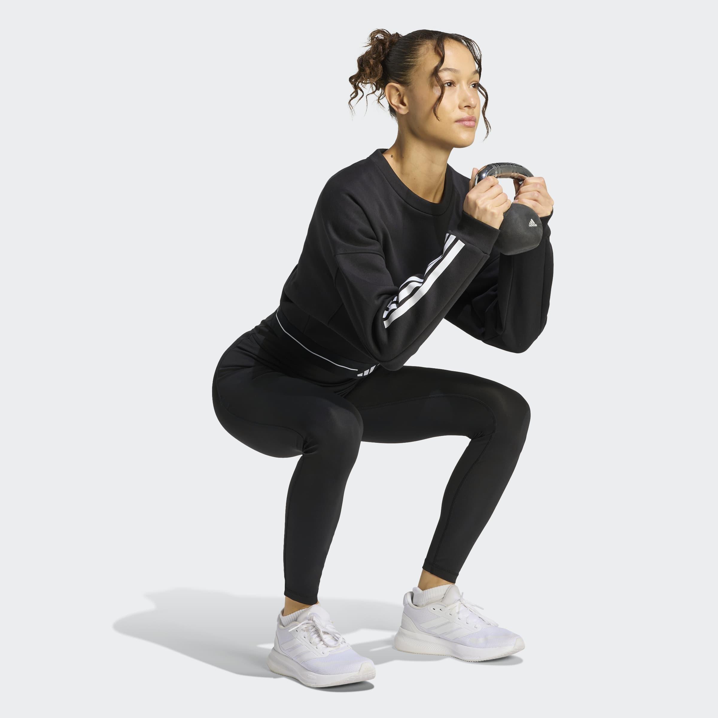 Hyperglam 3-Stripes Cropped Crewneck Sweatshirt, Black, A701_ONE, large image number 4