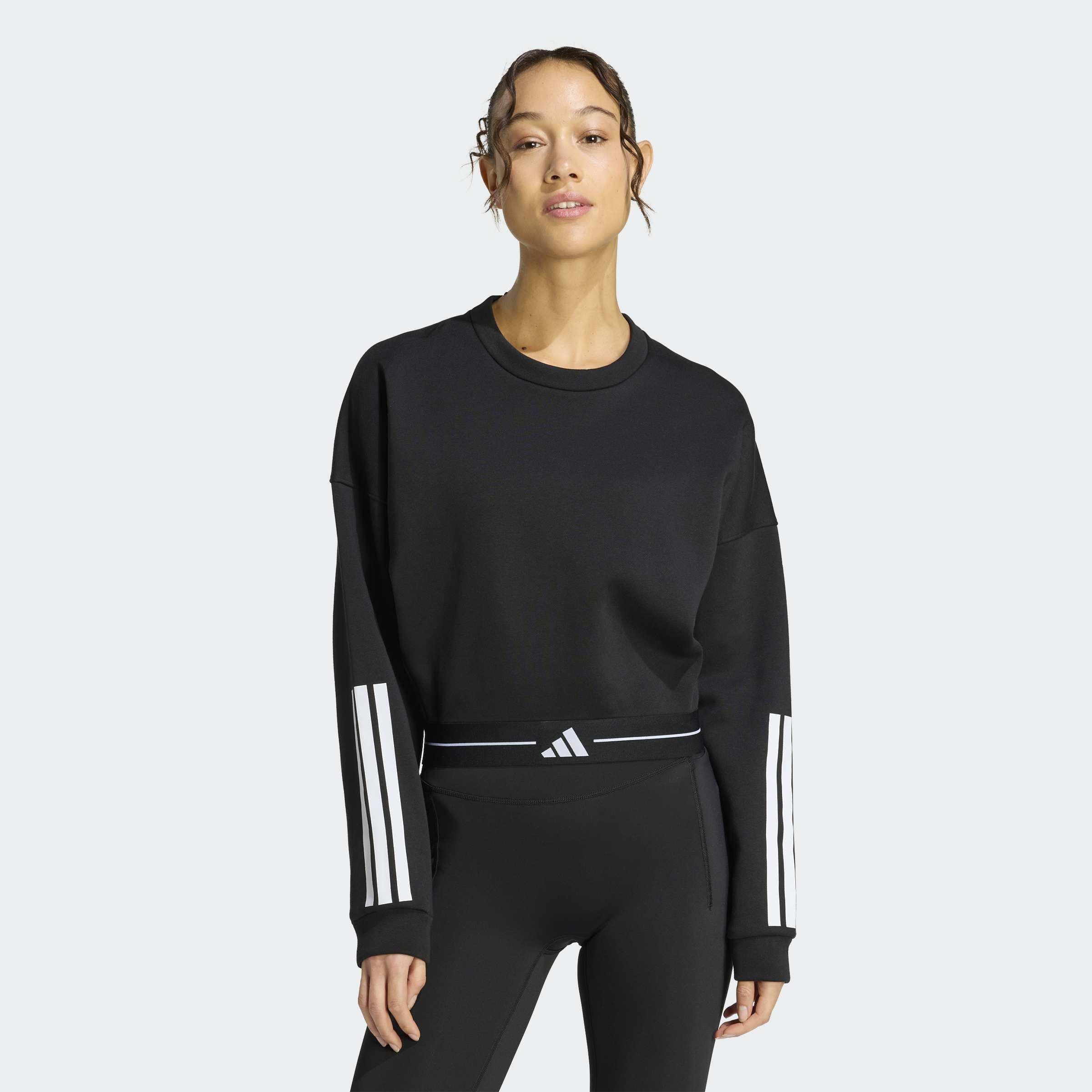 Hyperglam 3-Stripes Cropped Crewneck Sweatshirt, Black, A701_ONE, large image number 5