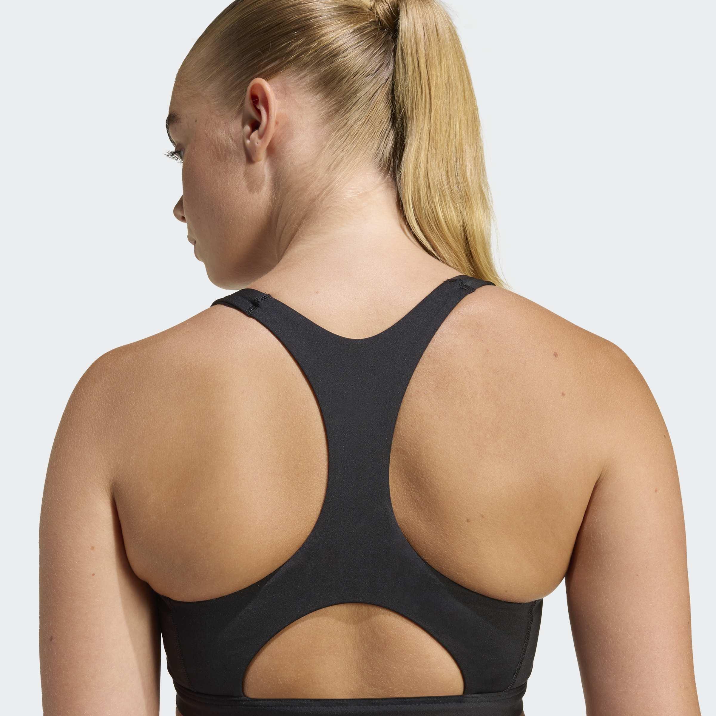 Optime Essentials Workout Zip-Front Medium Support Bra, Black, A701_ONE, large image number 5