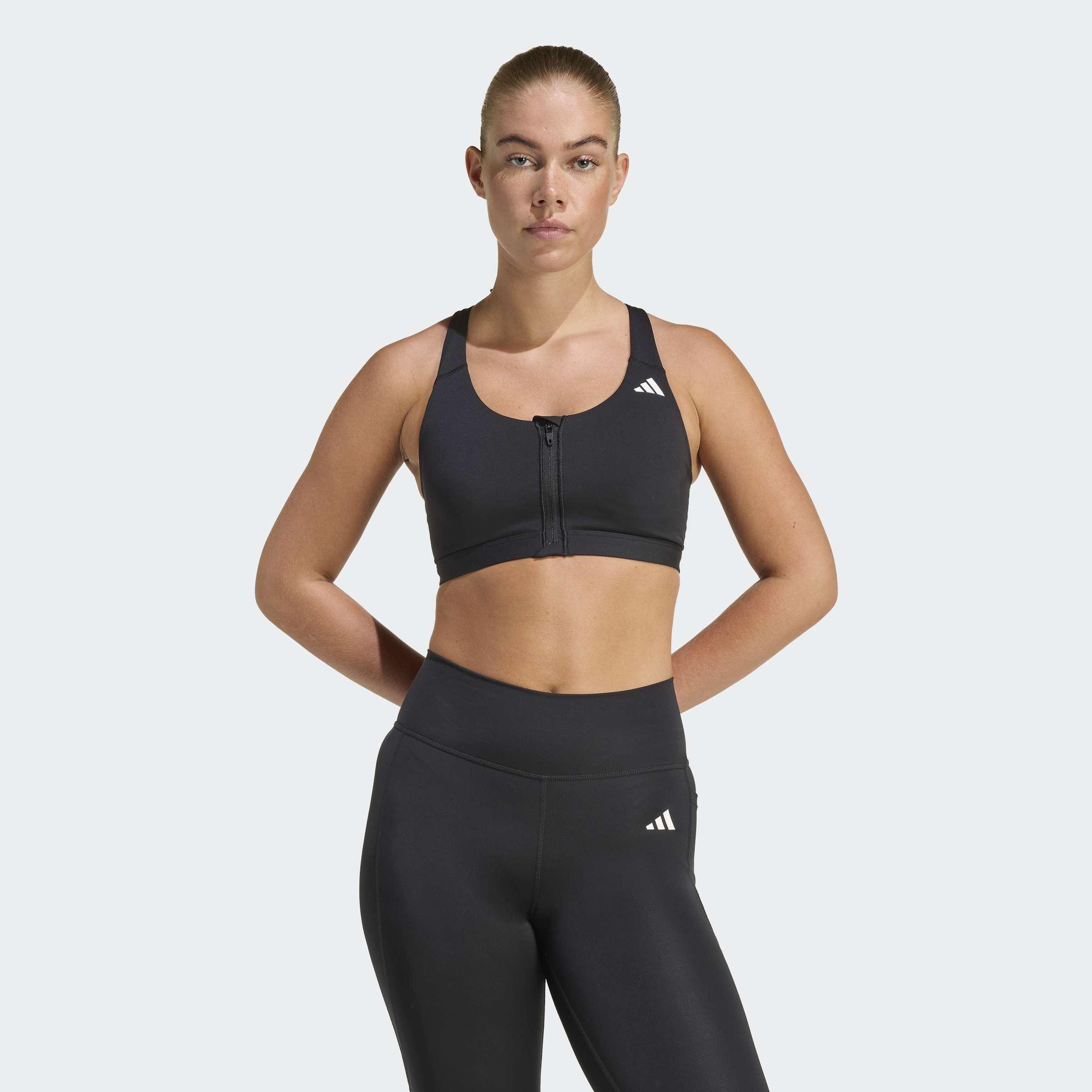 Optime Essentials Workout Zip-Front Medium Support Bra, Black, A701_ONE, large image number 6