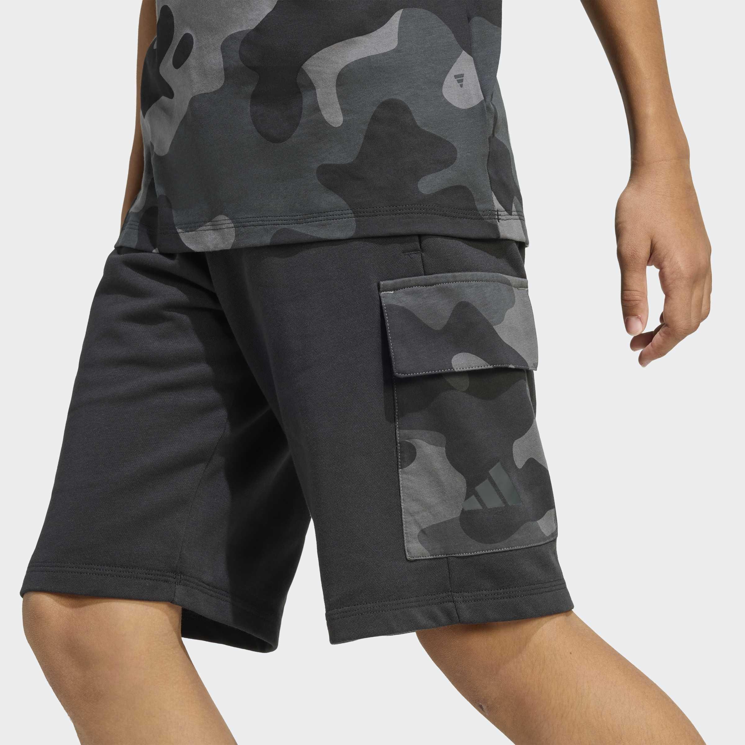Kids Unisex Seasonals Camo Shorts, Black, A701_ONE, large image number 4