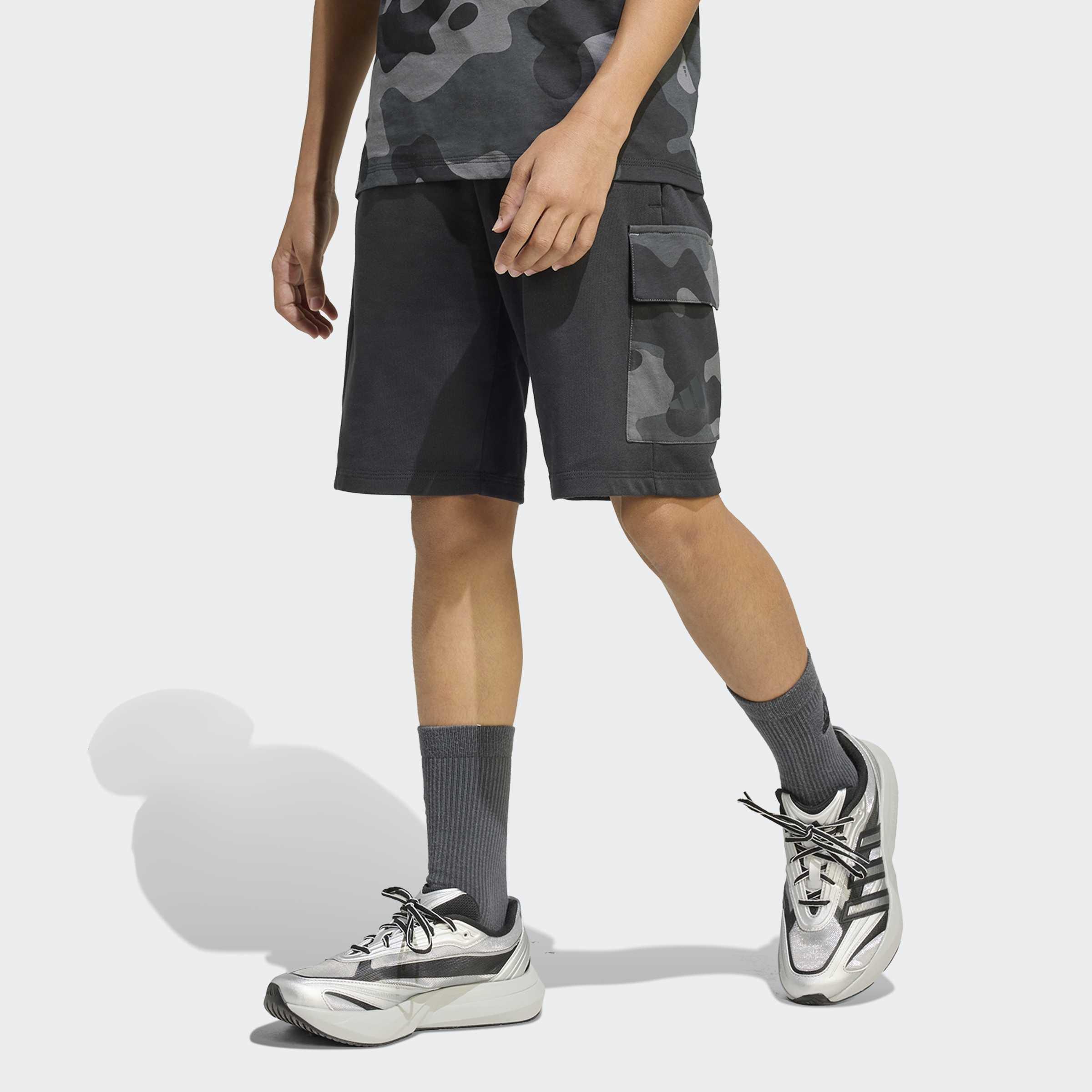 Kids Unisex Seasonals Camo Shorts, Black, A701_ONE, large image number 6