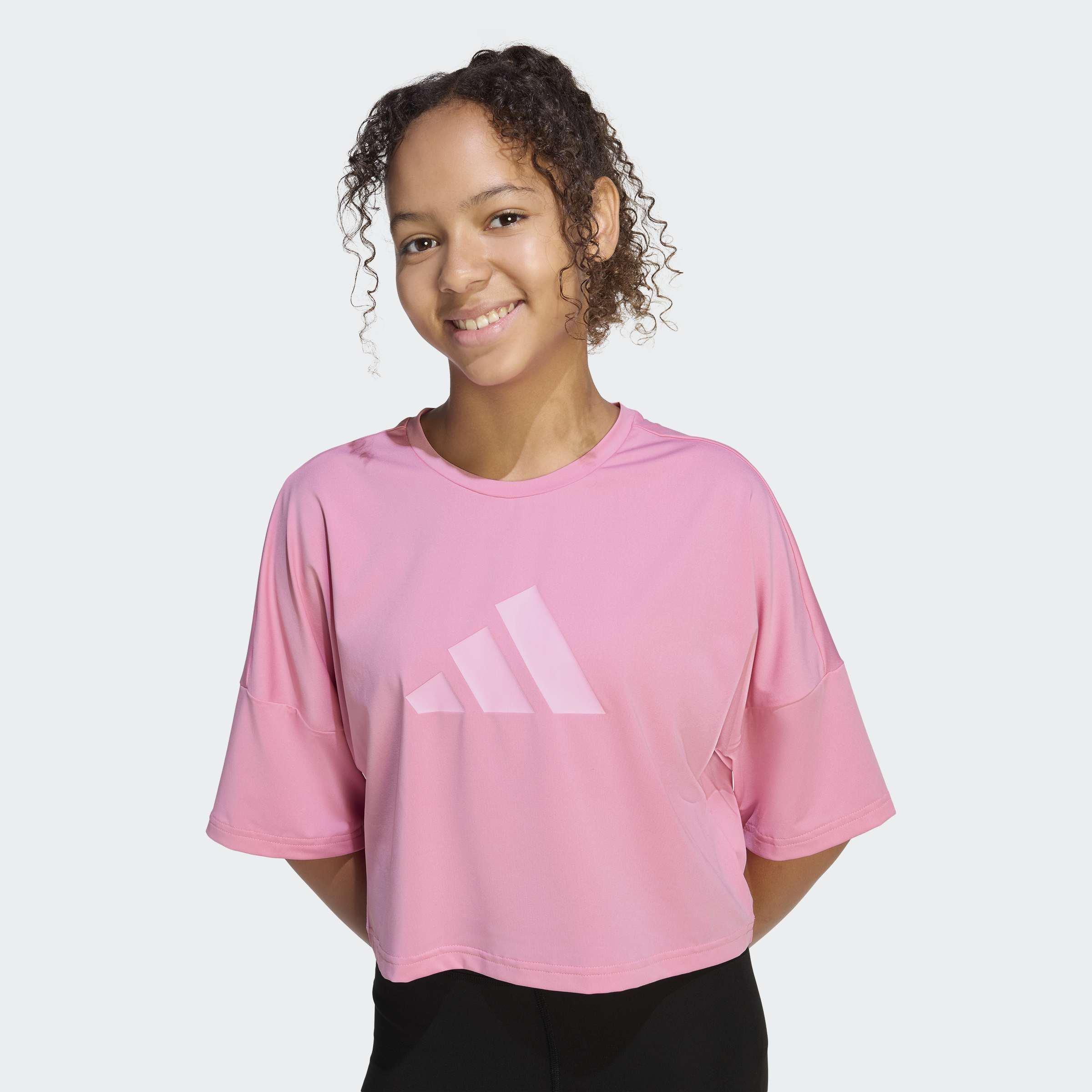 Kids Future Icons Cropped T-Shirt, Pink, A701_ONE, large image number 2