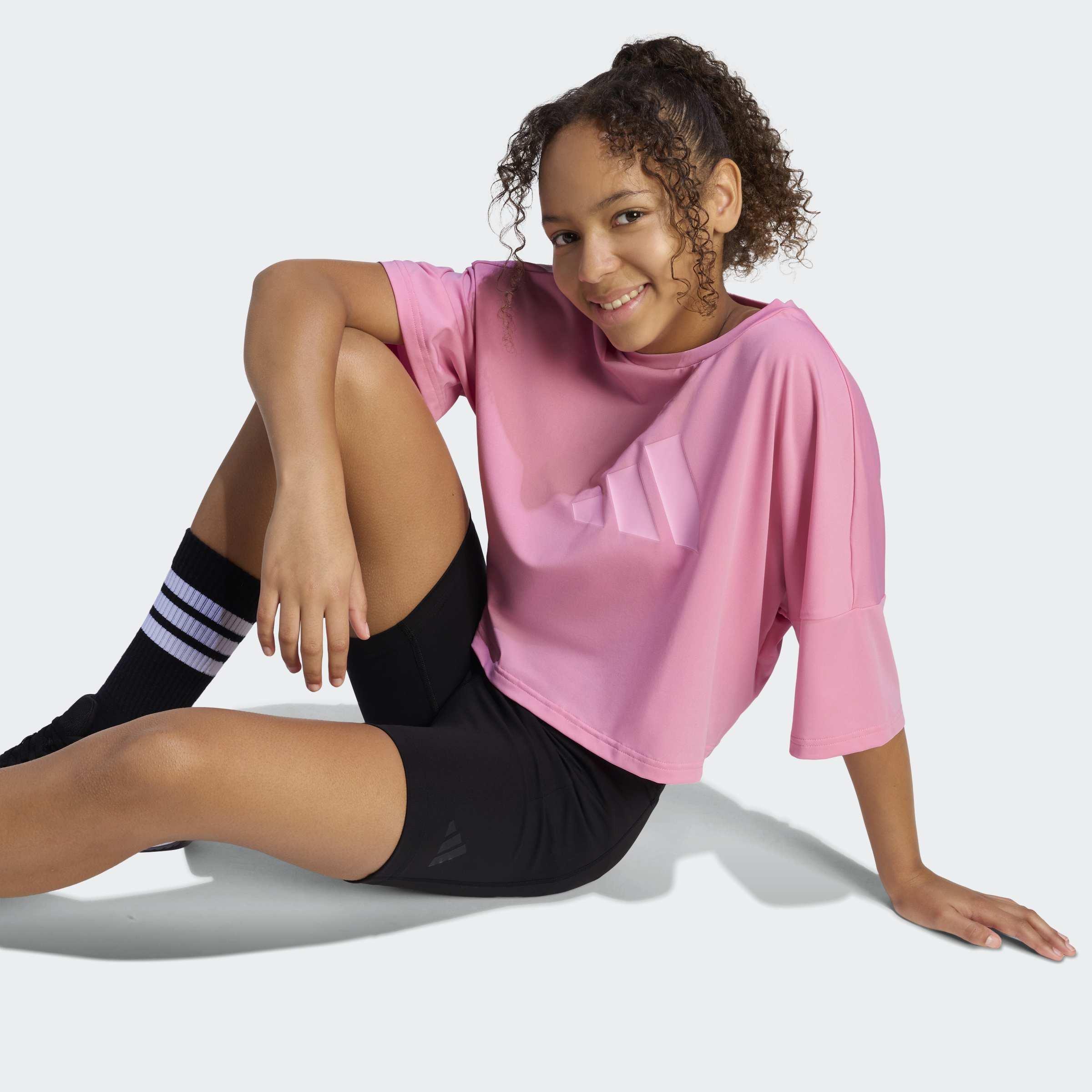 Kids Future Icons Cropped T-Shirt, Pink, A701_ONE, large image number 3