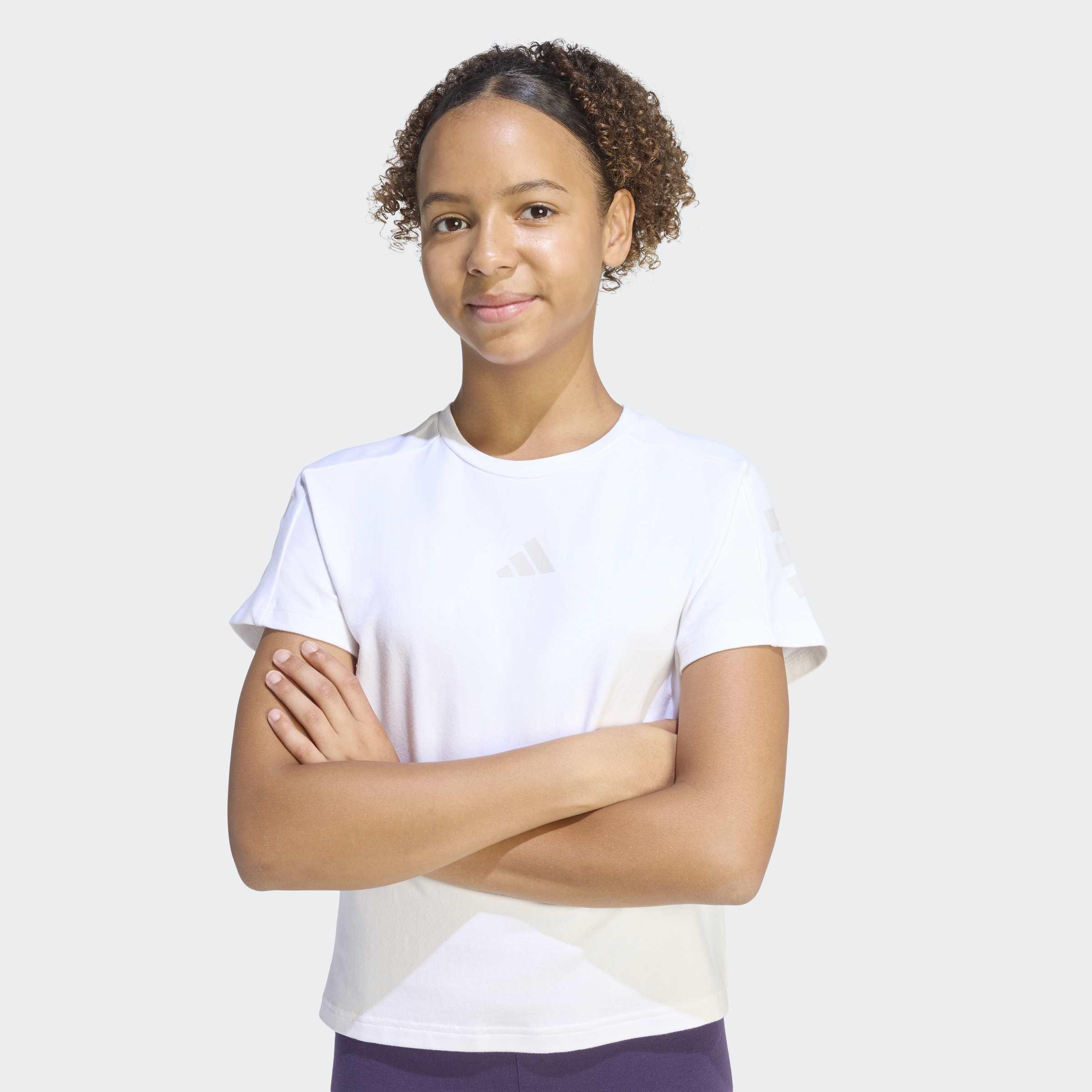 Kids Future Icons 3 Stripes T-Shirt, White, A701_ONE, large image number 3