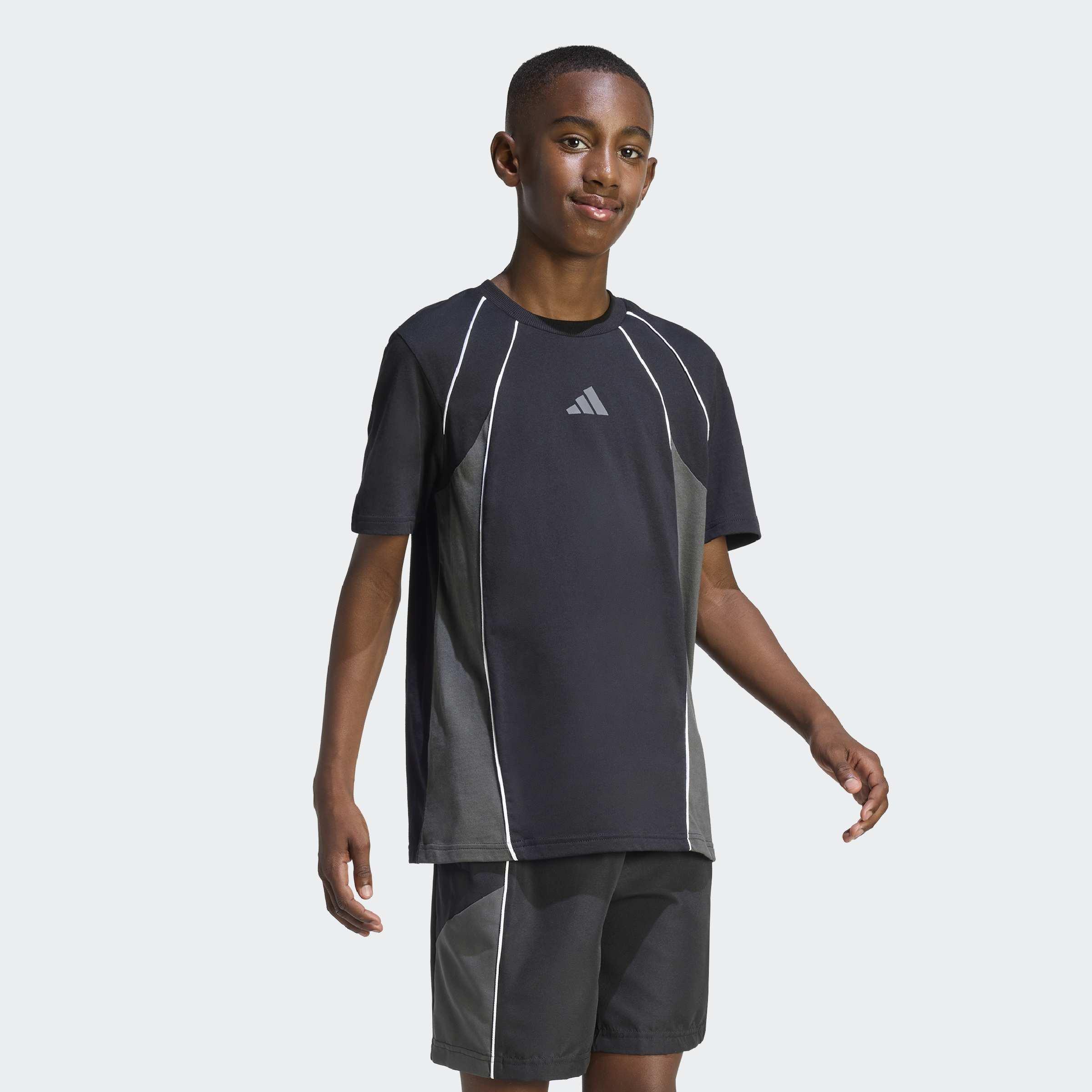 Kids Unisex Color Block T-Shirt, Black, A701_ONE, large image number 4