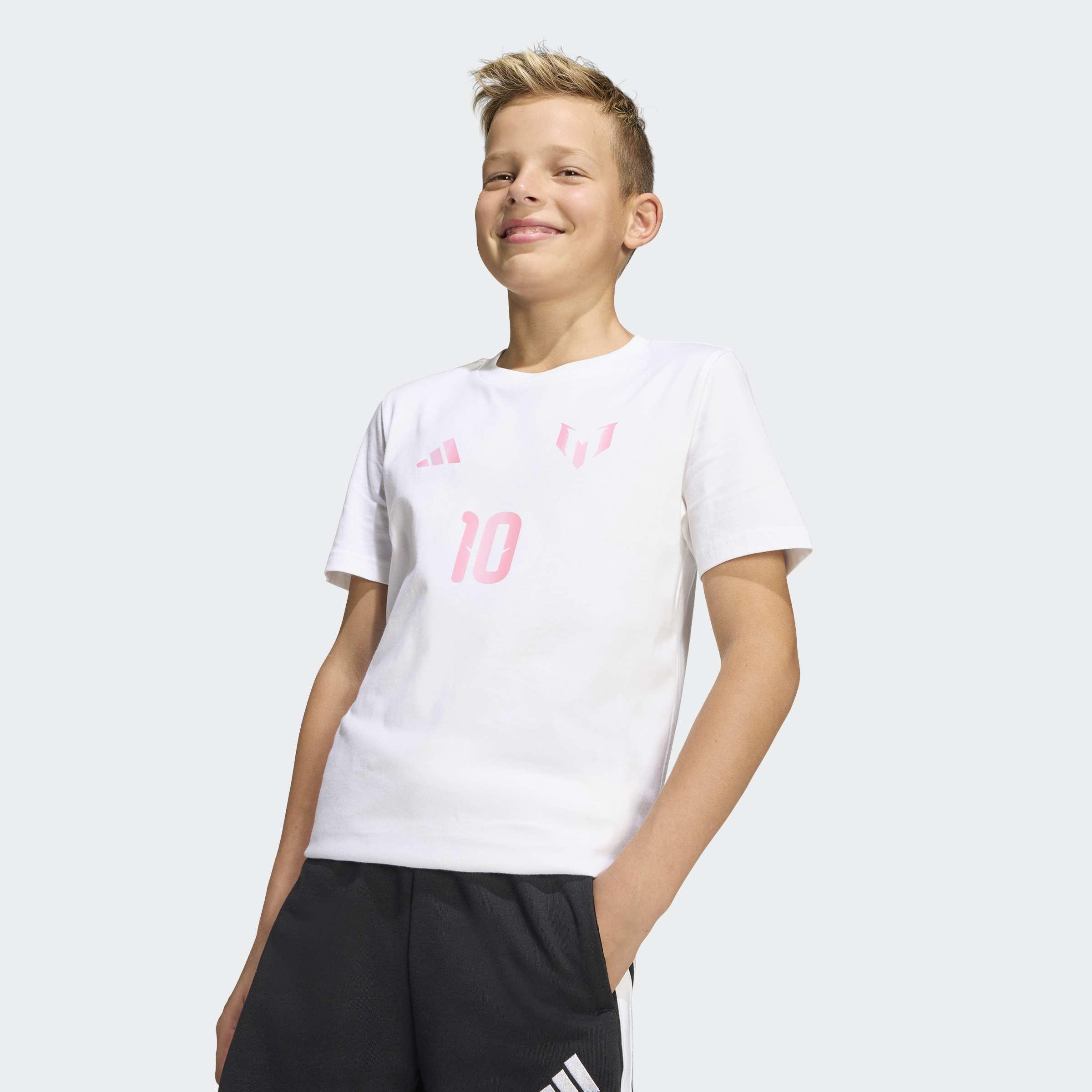 Kids Messi Name&Number Graphic T-Shirt, White, A701_ONE, large image number 3