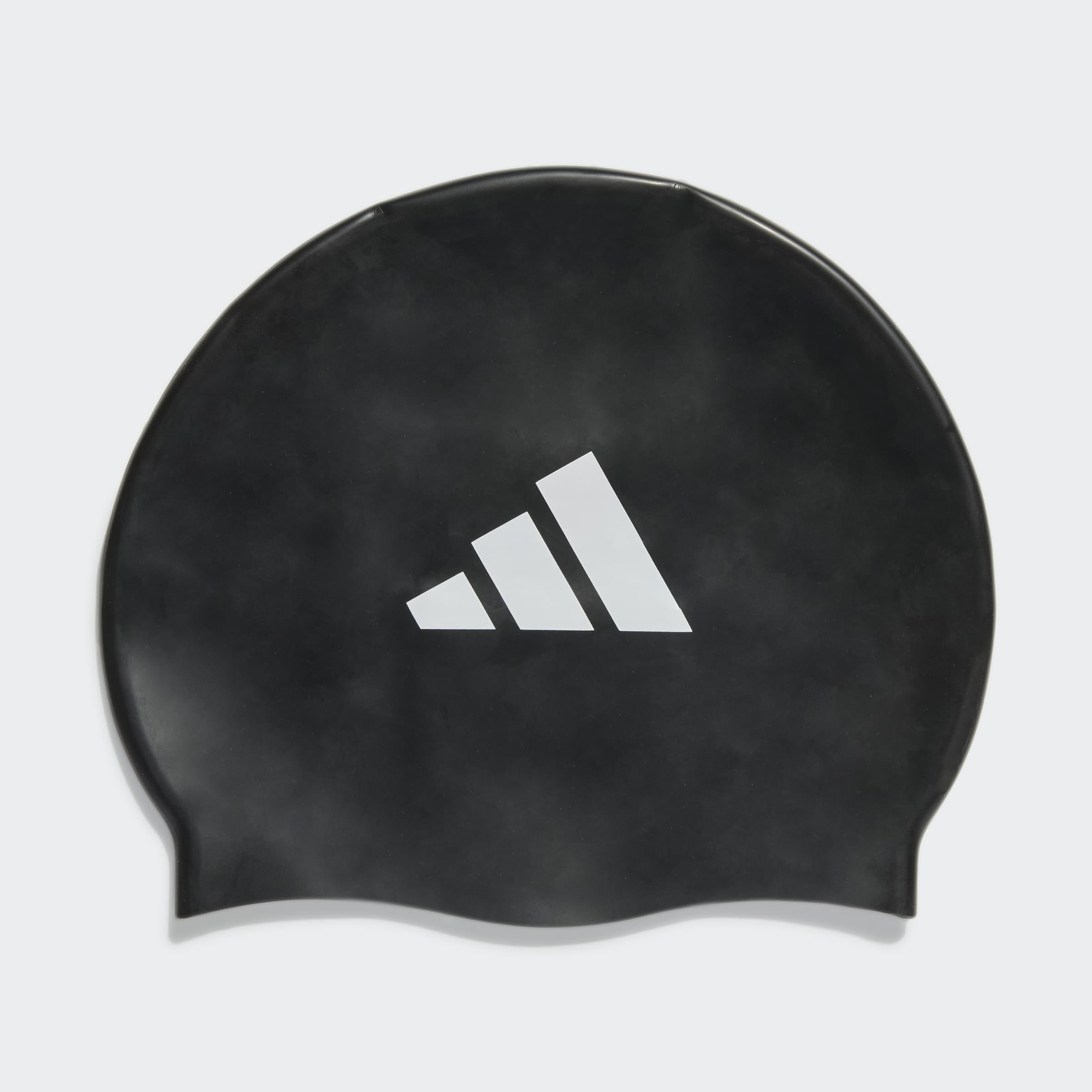 Kids Unisex Adidas 3-Stripes Swim Cap, Black