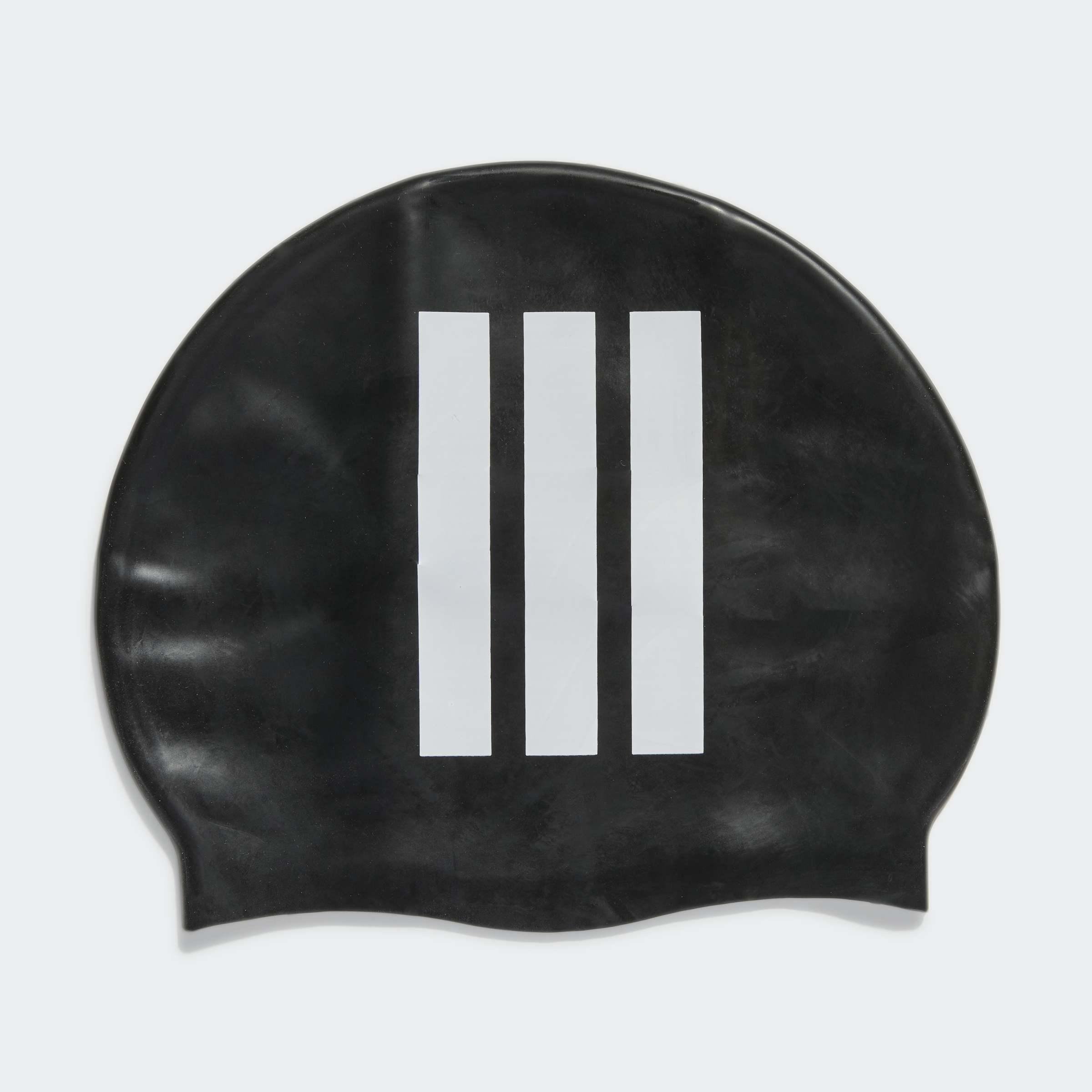 Kids Unisex Adidas 3-Stripes Swim Cap, Black