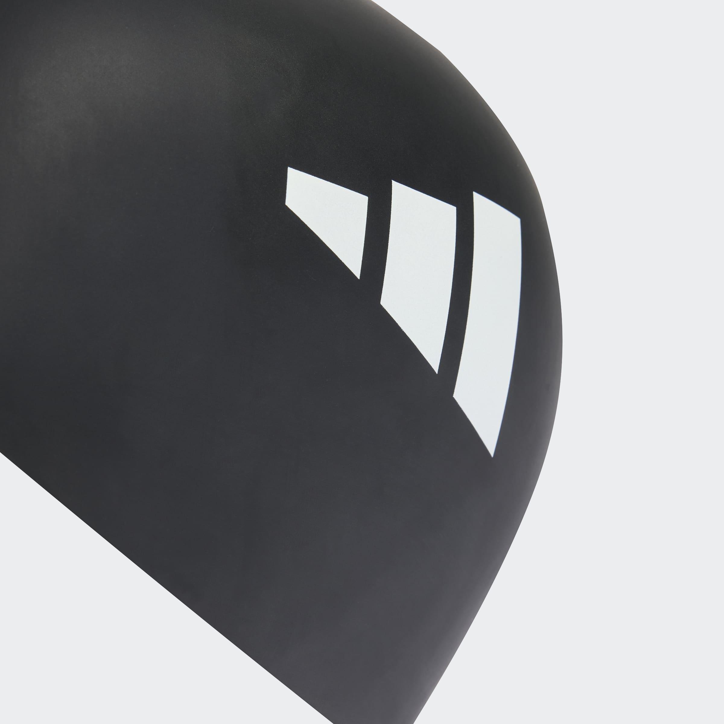 Unisex Adidas 3-Stripes Swim Cap, Black, A701_ONE, large image number 2