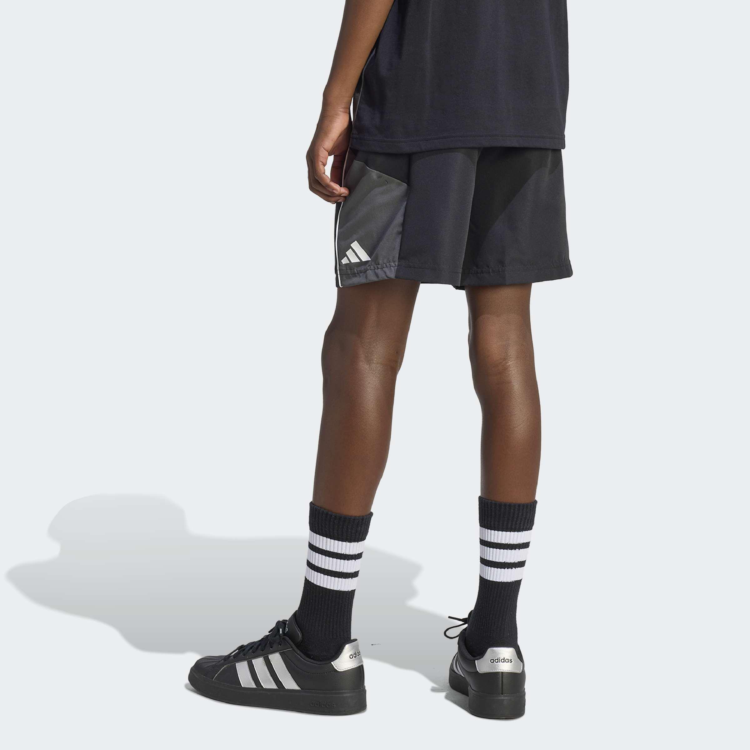 Kids Unisex Color Block Woven Shorts, Black, A701_ONE, large image number 1