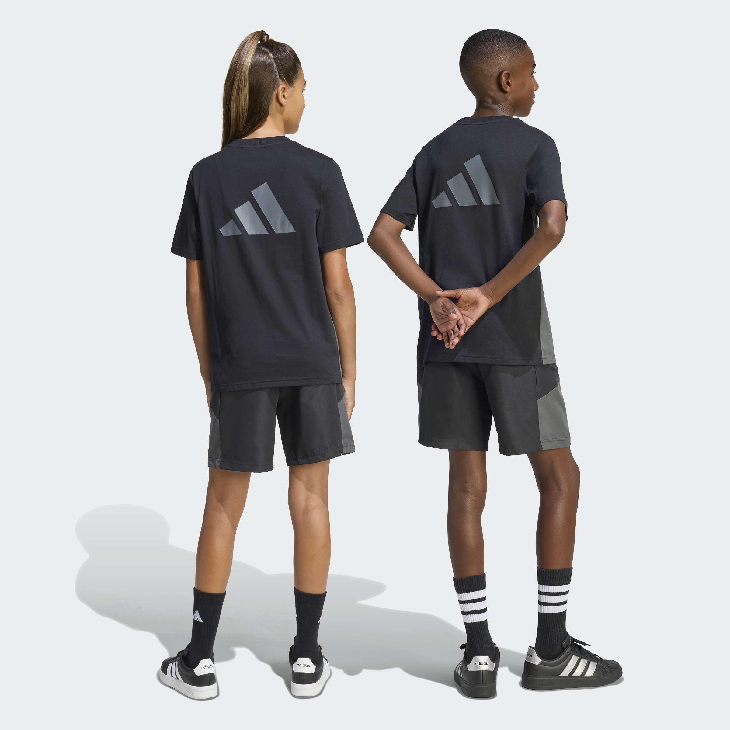 Kids Unisex Color Block Woven Shorts, Black, A701_ONE, medium