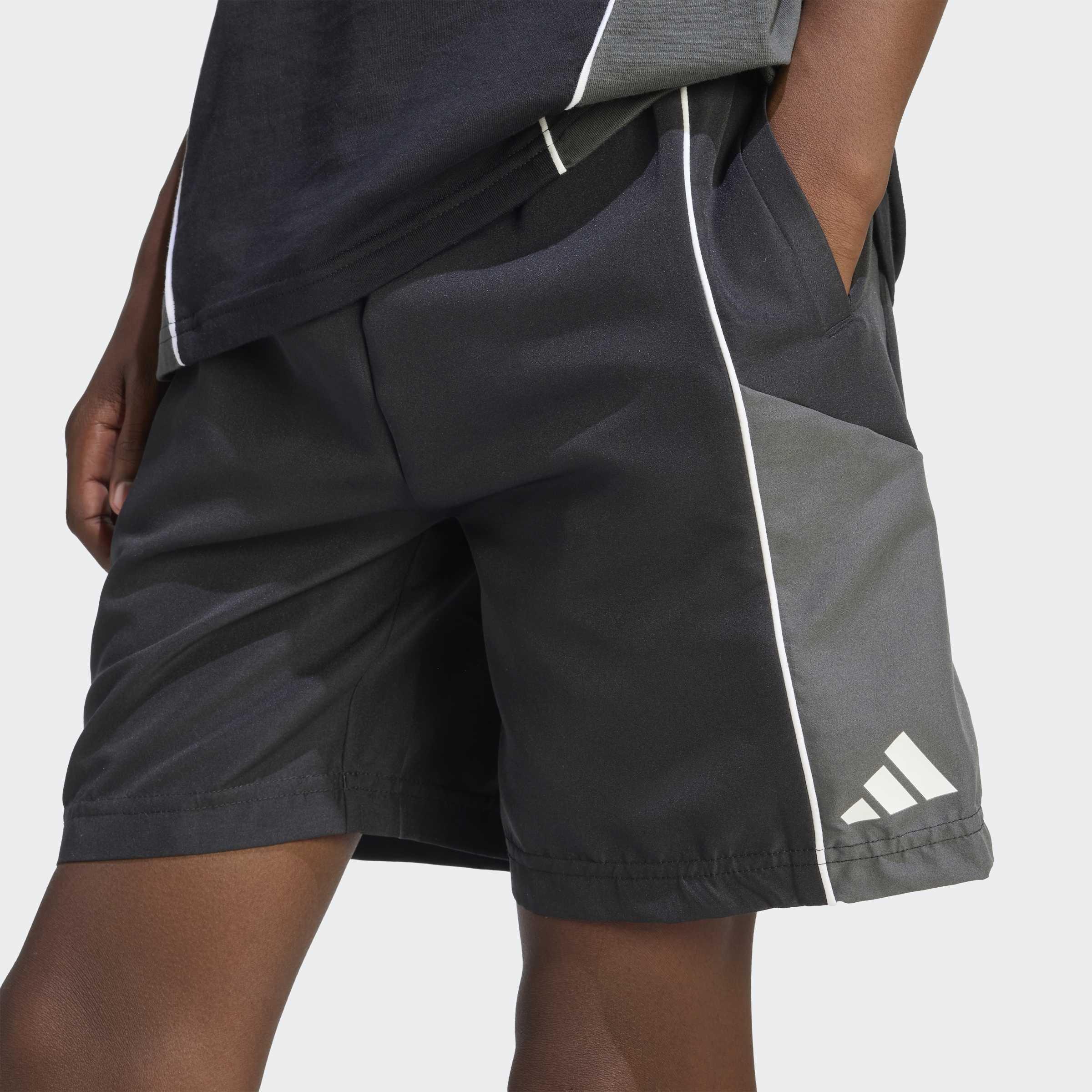 Kids Unisex Color Block Woven Shorts, Black, A701_ONE, large image number 3