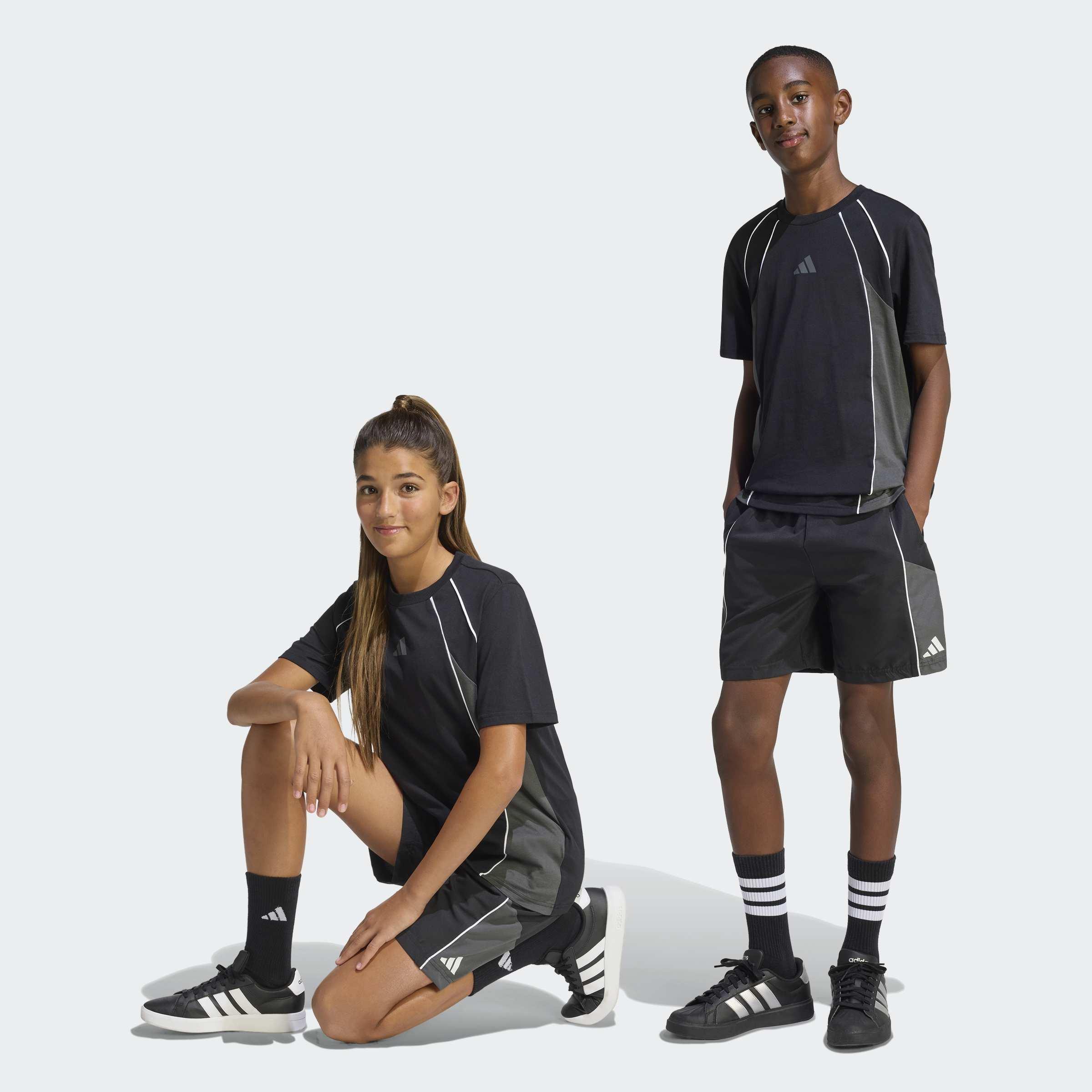 Kids Unisex Color Block Woven Shorts, Black, A701_ONE, large image number 5
