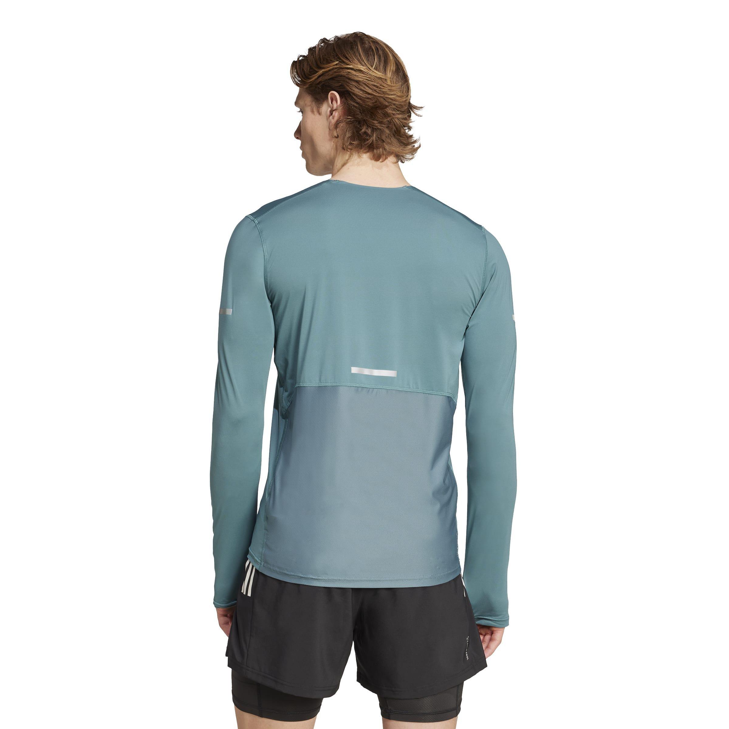 Adi365 Running CLIMACOOL+ Long-Sleeve Top, Green, A701_ONE, large image number 1
