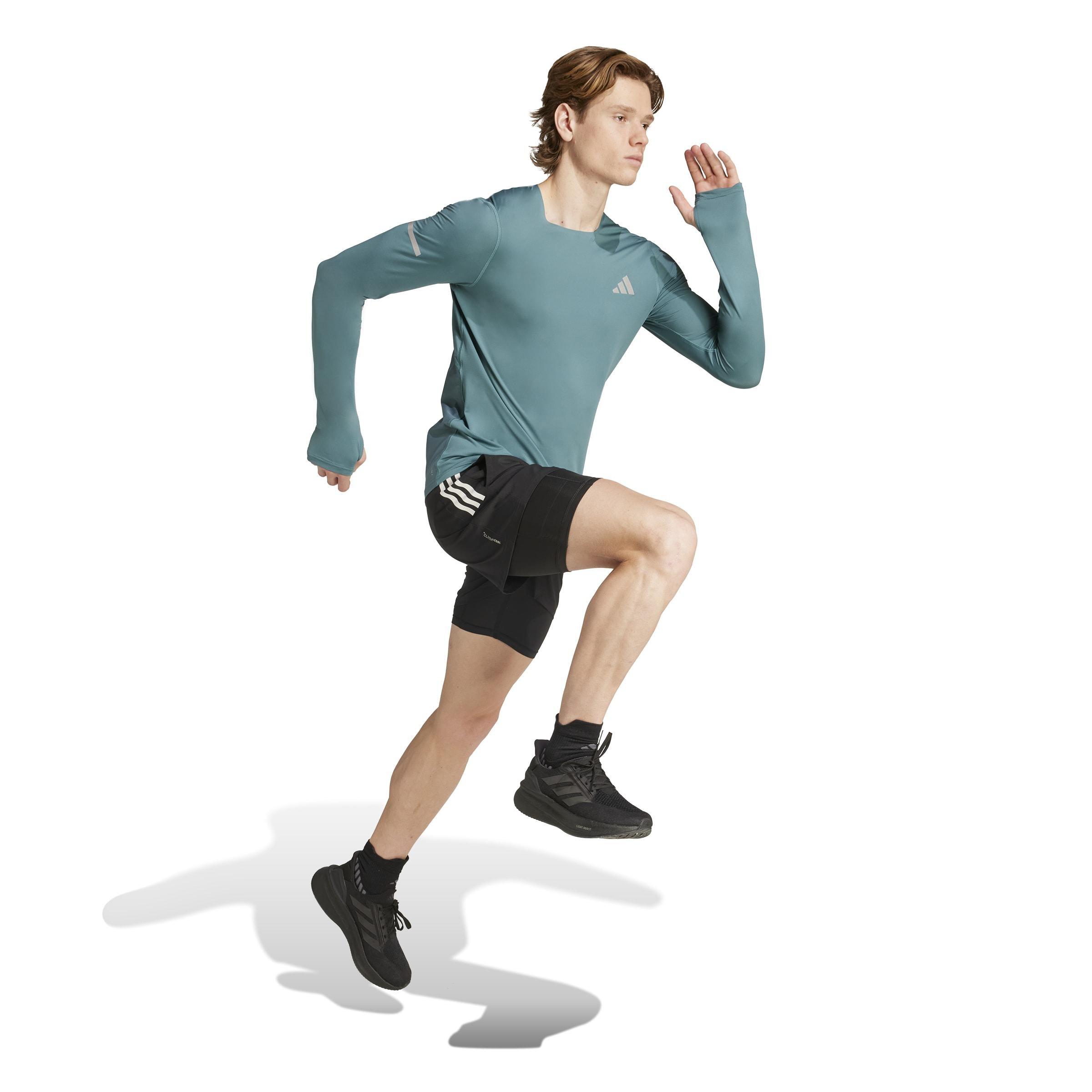 Adi365 Running CLIMACOOL+ Long-Sleeve Top, Green, A701_ONE, large image number 6