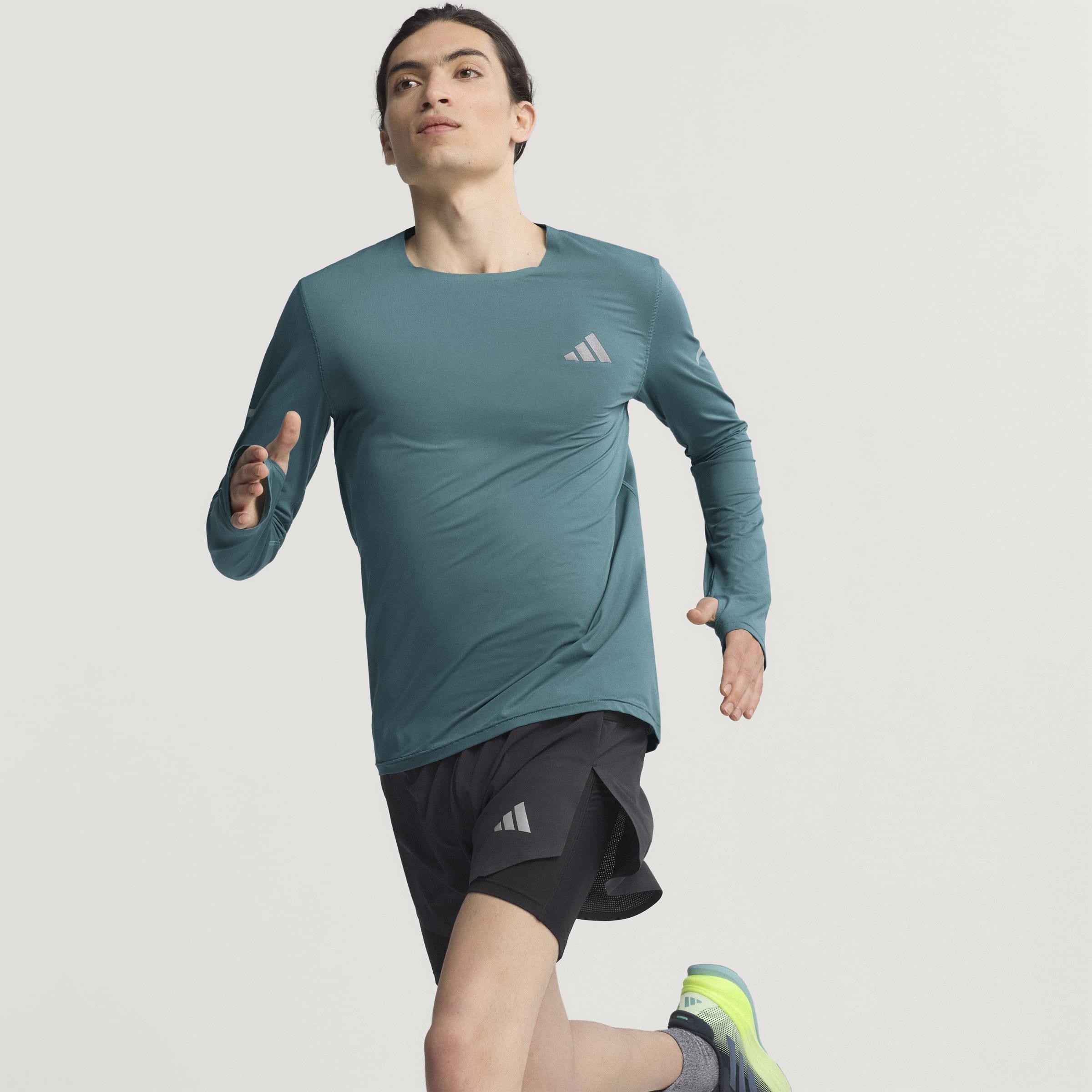 Adi365 Running CLIMACOOL+ Long-Sleeve Top, Green, A701_ONE, large image number 9