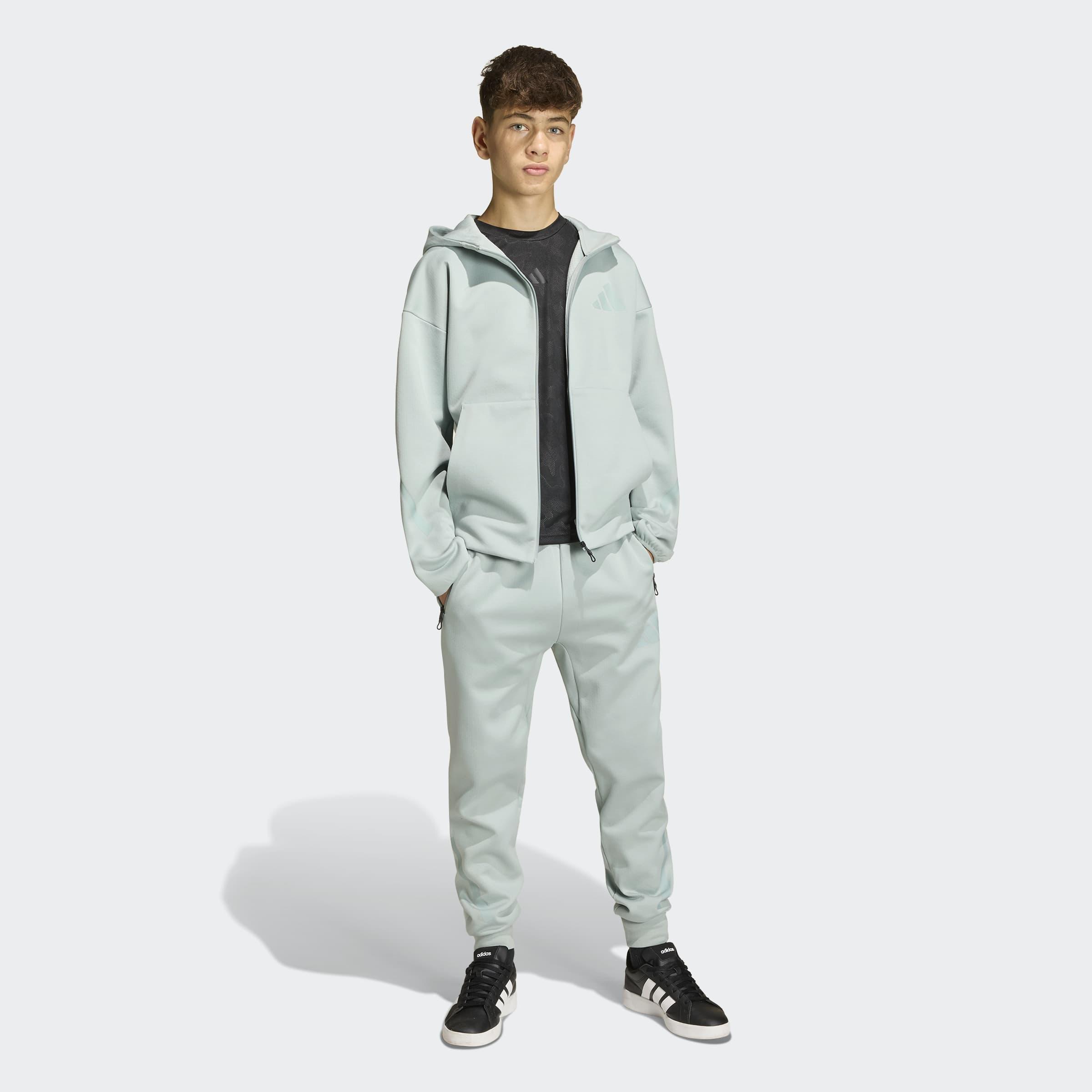 Kids Unisex adidas Z.N.E. Tapered-Leg Tracksuit Bottoms, Green, A701_ONE, large image number 6