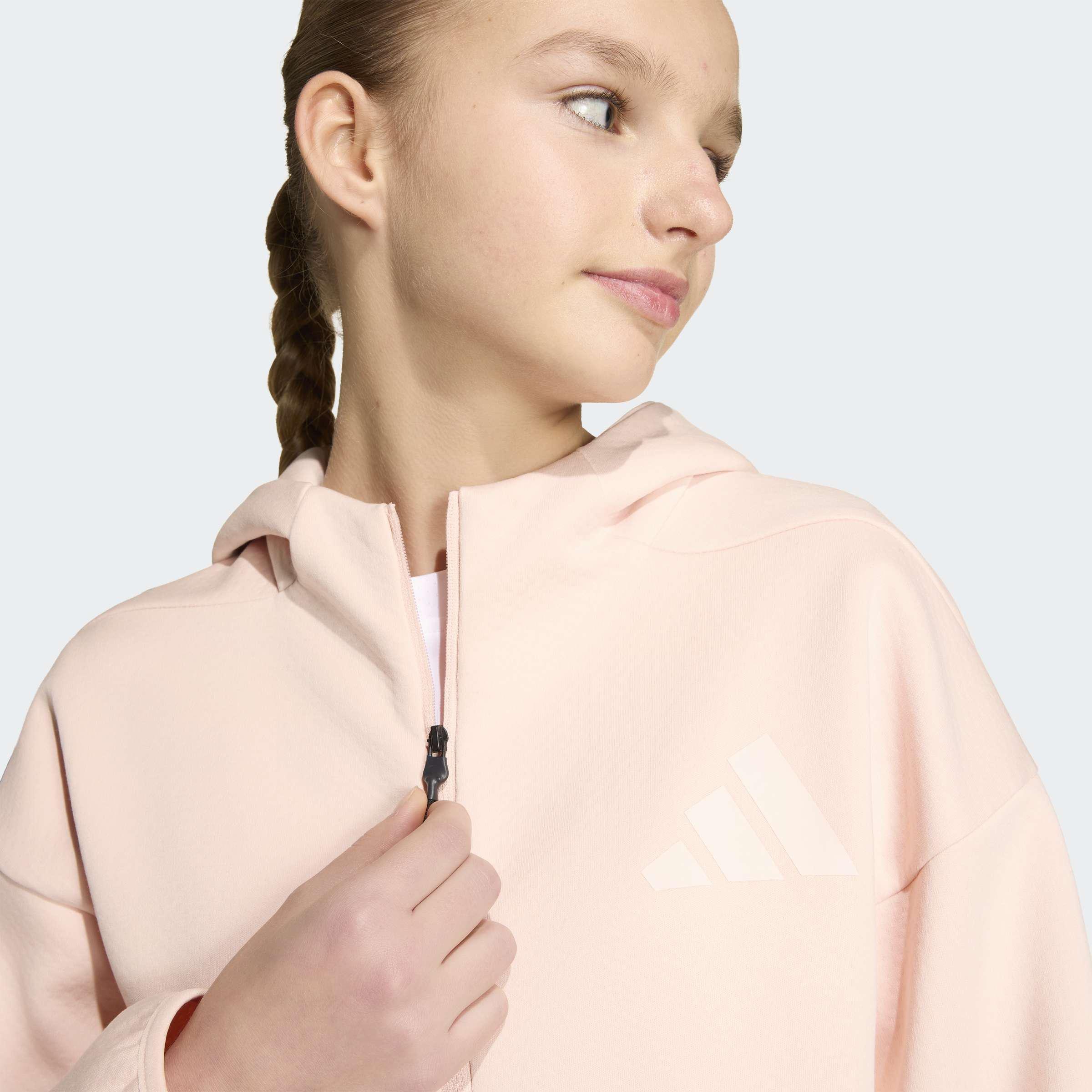 Kids Unisex adidas Z.N.E. Full-Zip Hooded Track Jacket, Pink, A701_ONE, large image number 3