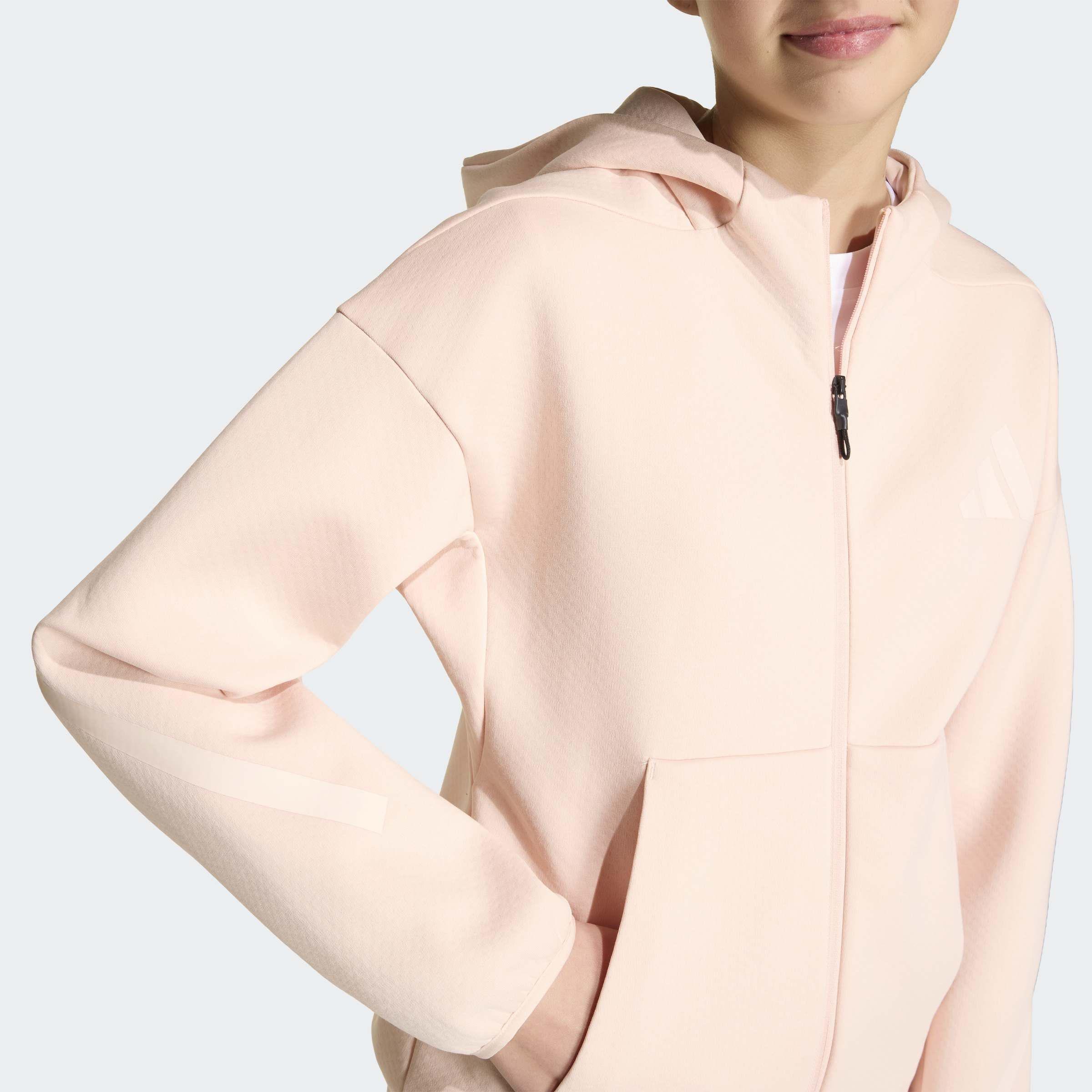 Kids Unisex adidas Z.N.E. Full-Zip Hooded Track Jacket, Pink, A701_ONE, large image number 4