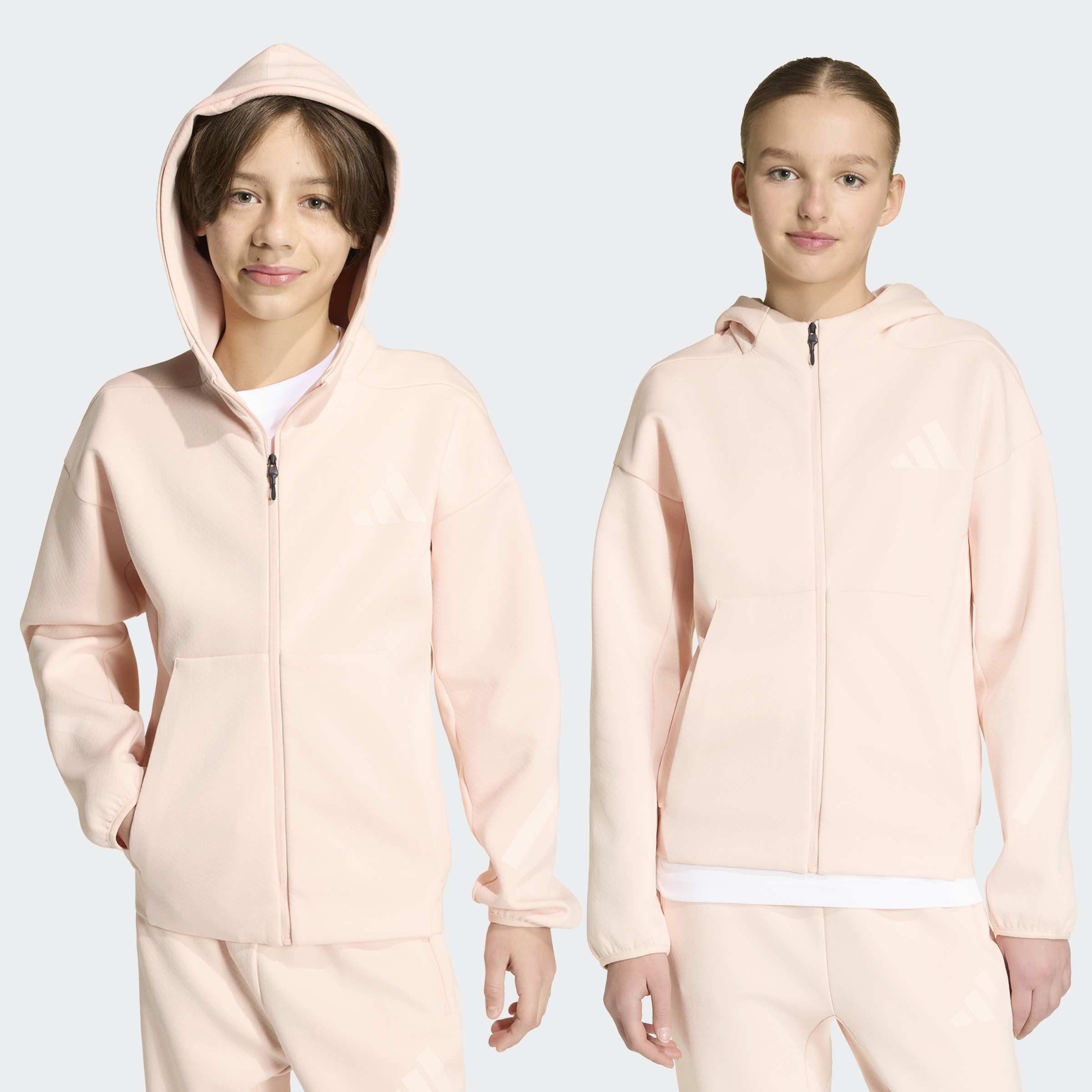 Kids Unisex adidas Z.N.E. Full-Zip Hooded Track Jacket, Pink, A701_ONE, large image number 5