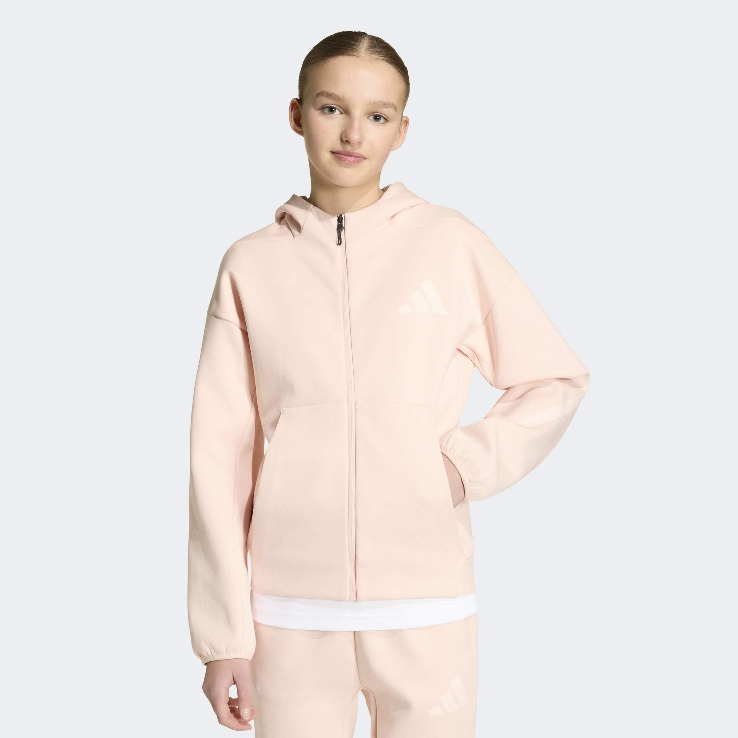 Kids Unisex adidas Z.N.E. Full-Zip Hooded Track Jacket, Pink, A701_ONE, large image number 6