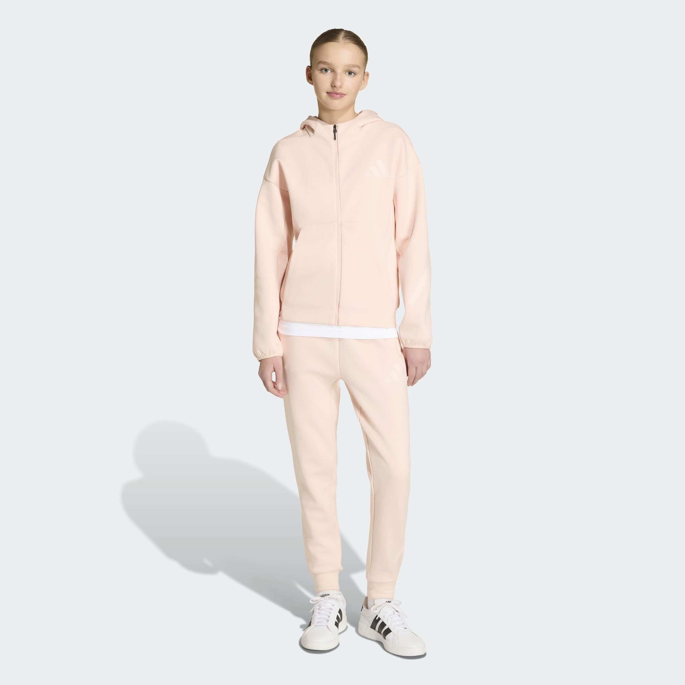 Kids Unisex adidas Z.N.E. Full-Zip Hooded Track Jacket, Pink, A701_ONE, large image number 7