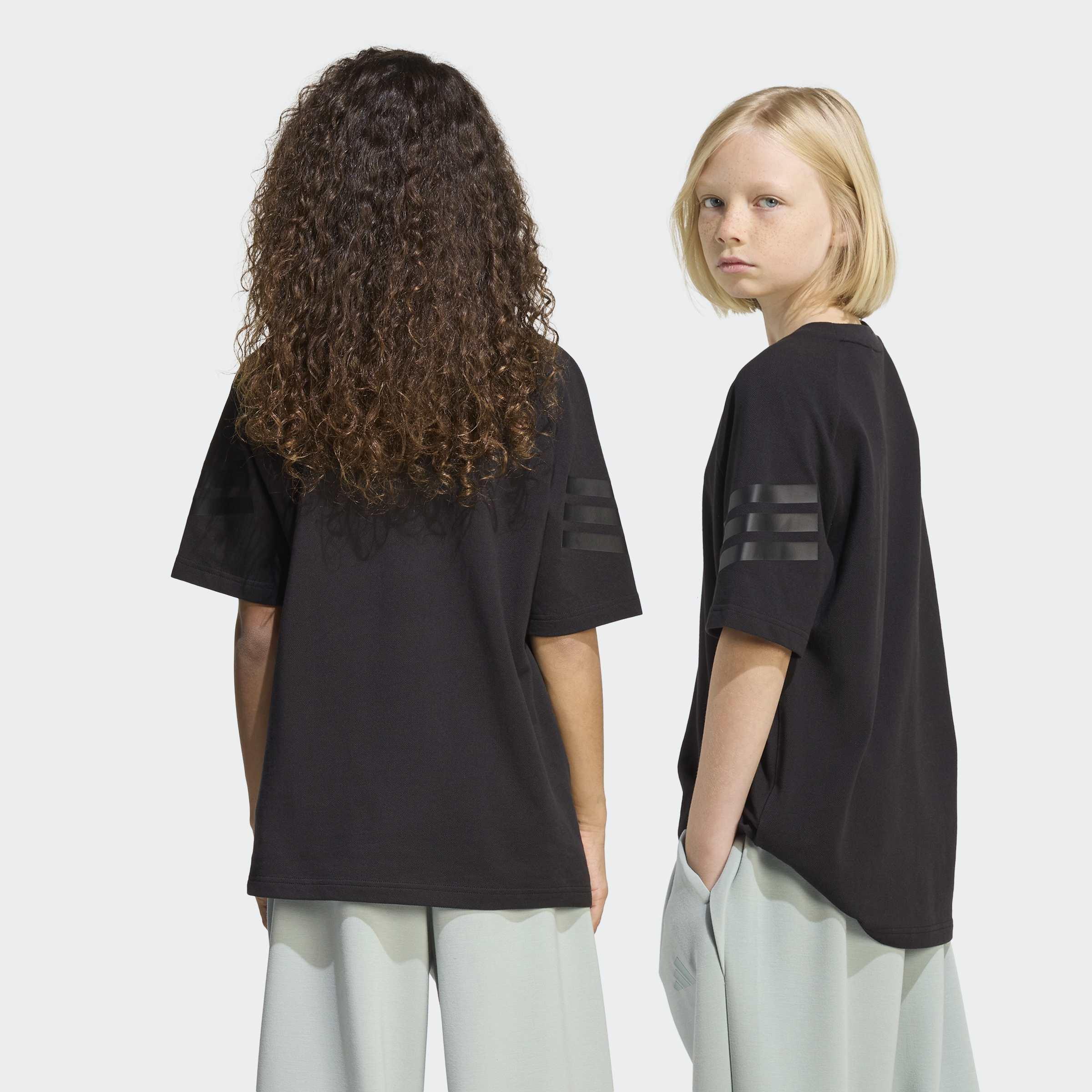 Kids Unisex Future Icons 3 Stripes T-Shirt, Black, A701_ONE, large image number 2