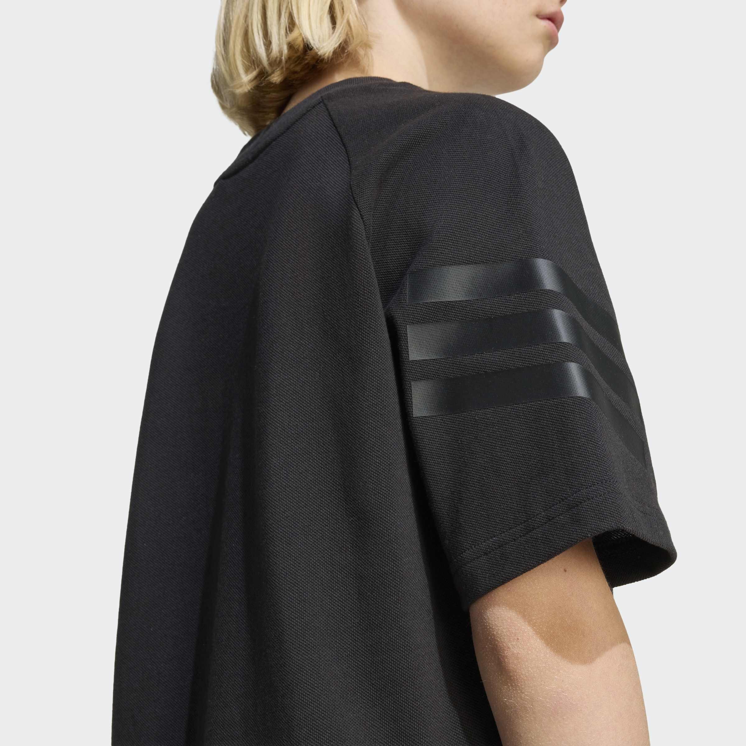 Kids Unisex Future Icons 3 Stripes T-Shirt, Black, A701_ONE, large image number 3