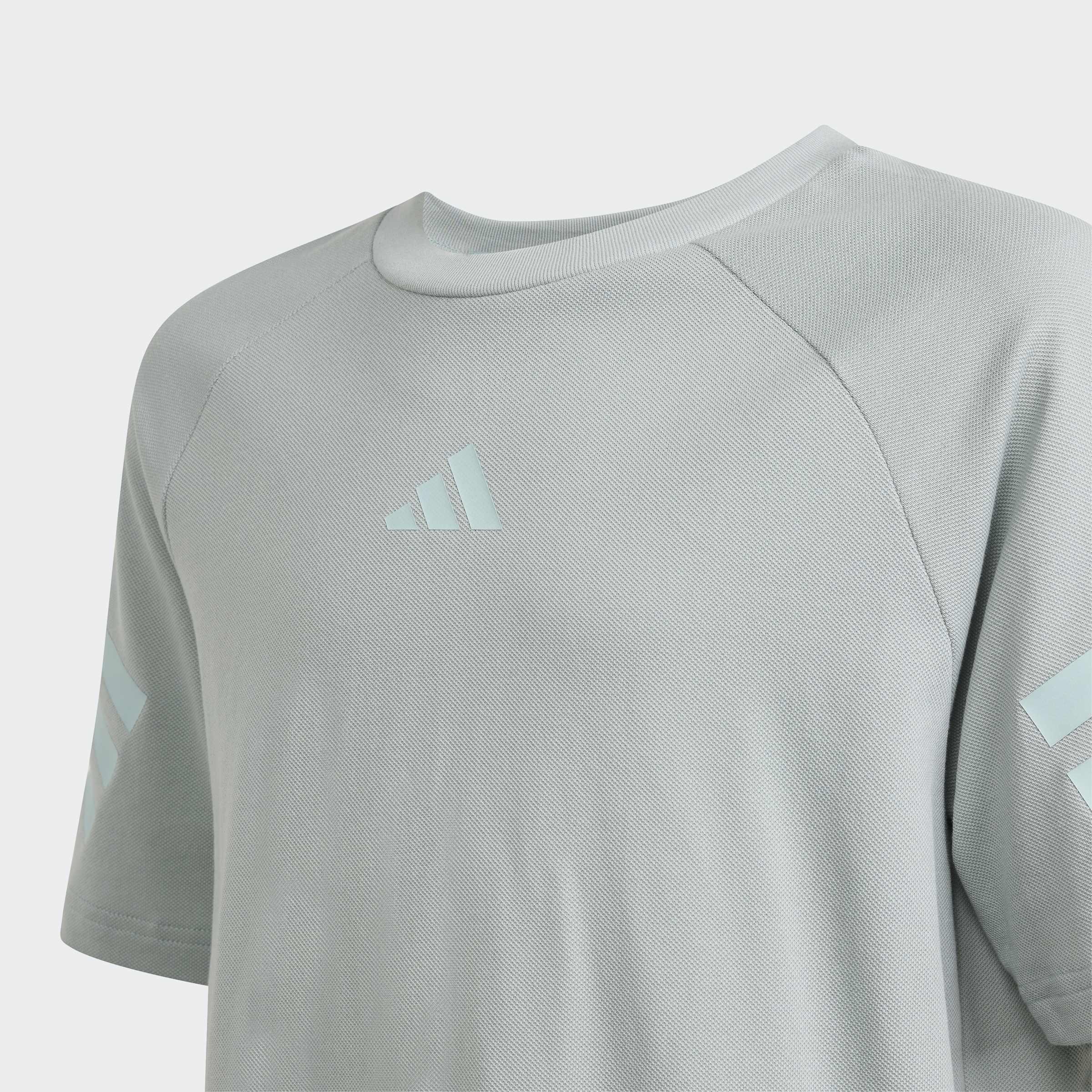 Kids Unisex Future Icons 3 Stripes T-Shirt, Green, A701_ONE, large image number 3