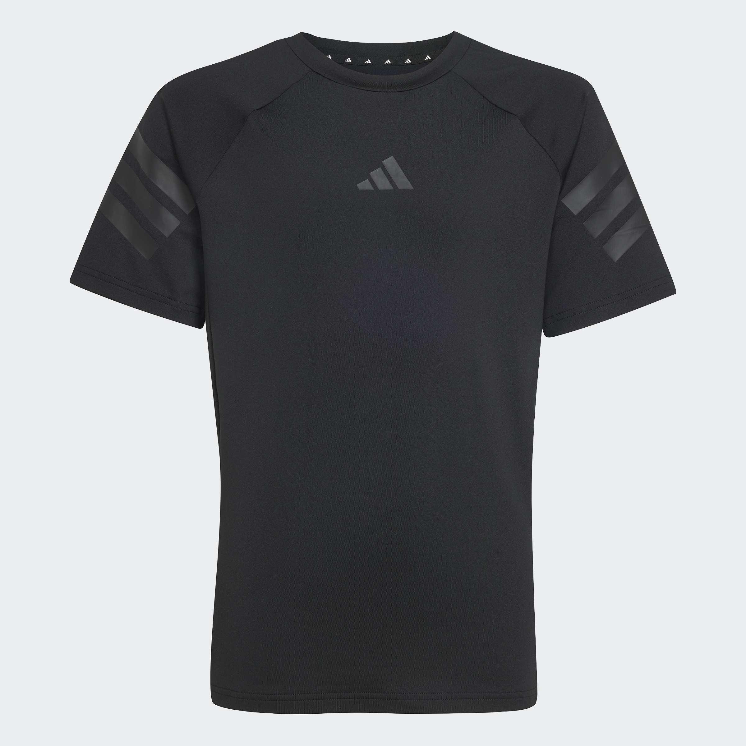 Kids Unisex Sport Icons 3 Stripes T-Shirt, Black