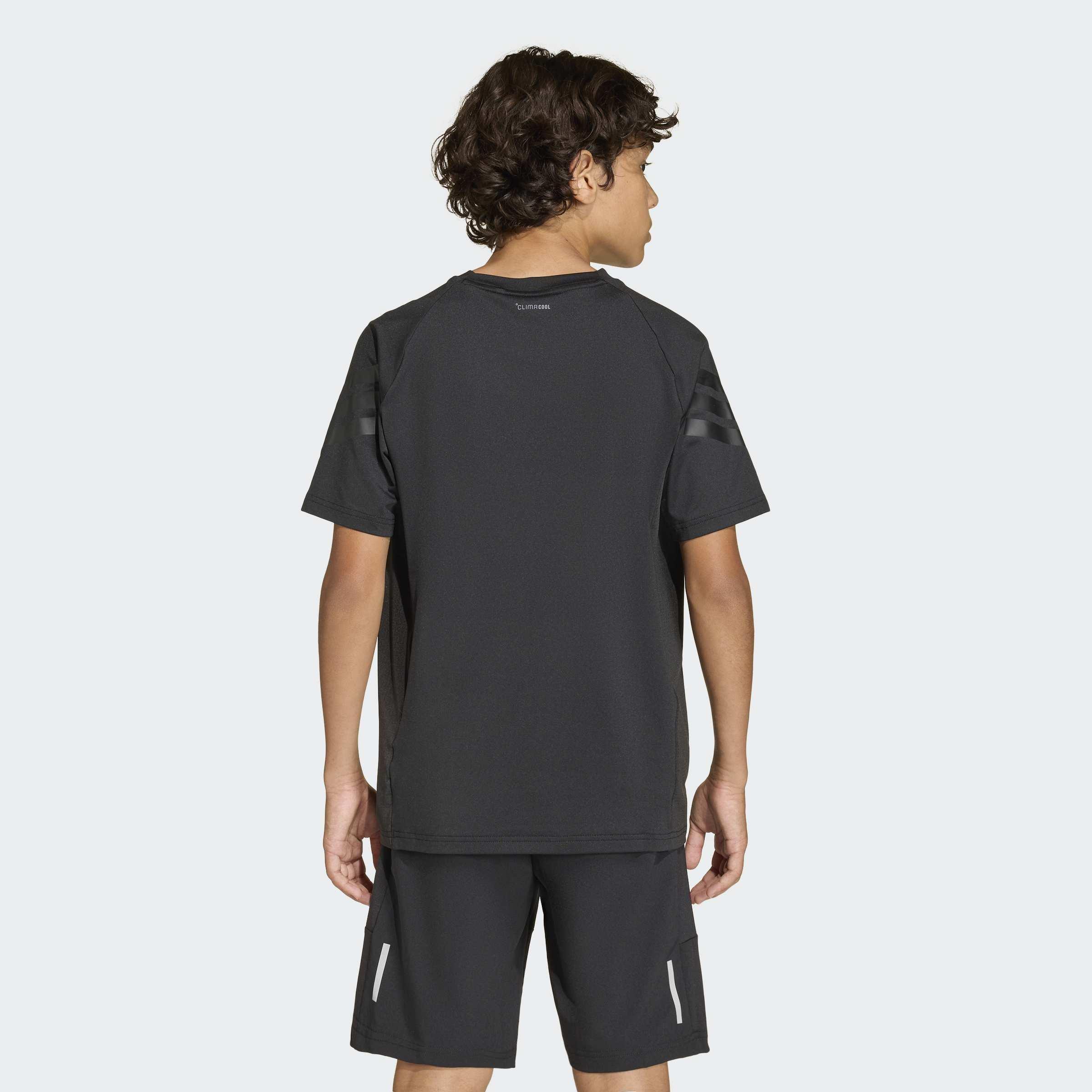 Kids Unisex Sport Icons 3 Stripes T-Shirt, Black