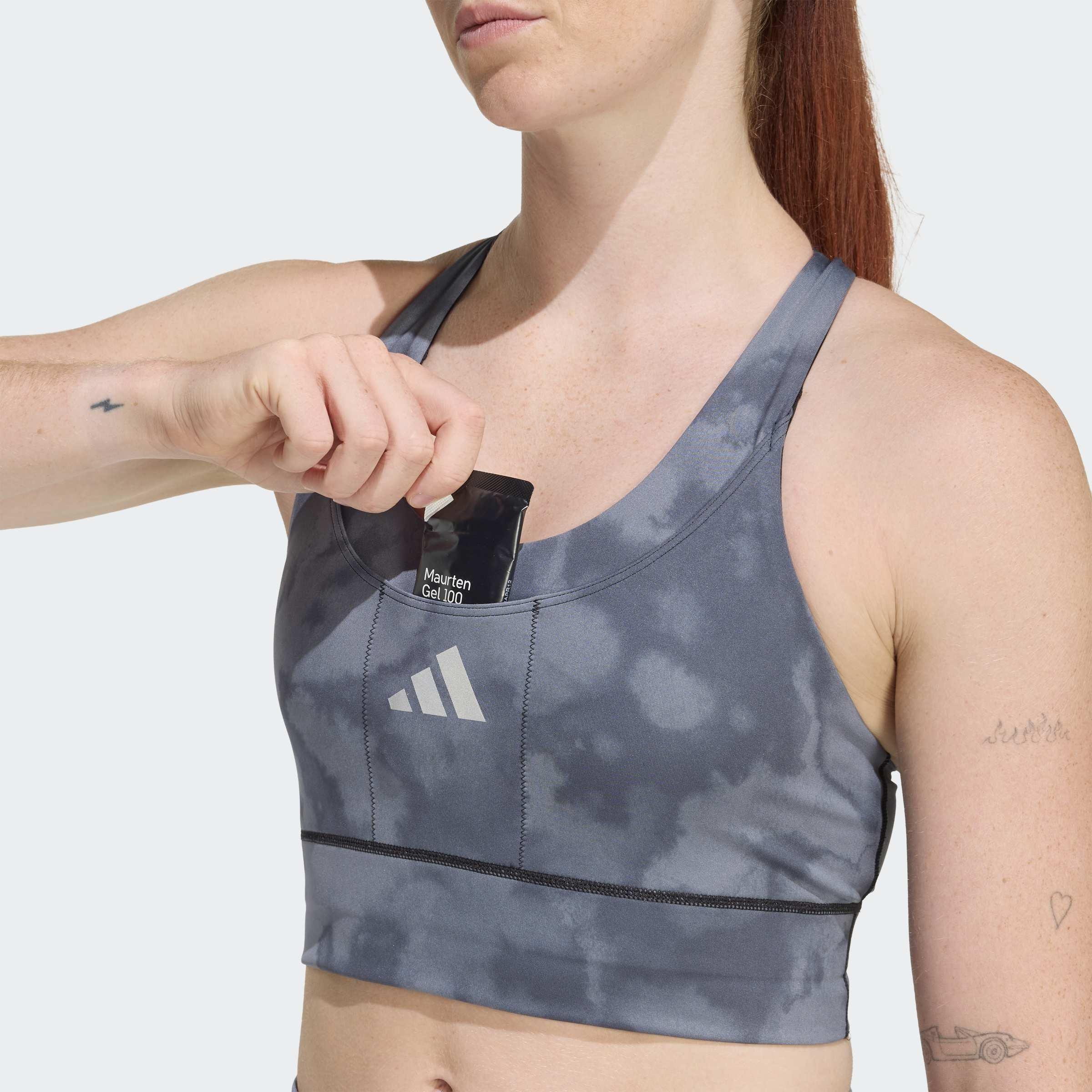 Adi365 Running Pocket Graphic Medium Support Bra, Black, A701_ONE, large image number 3