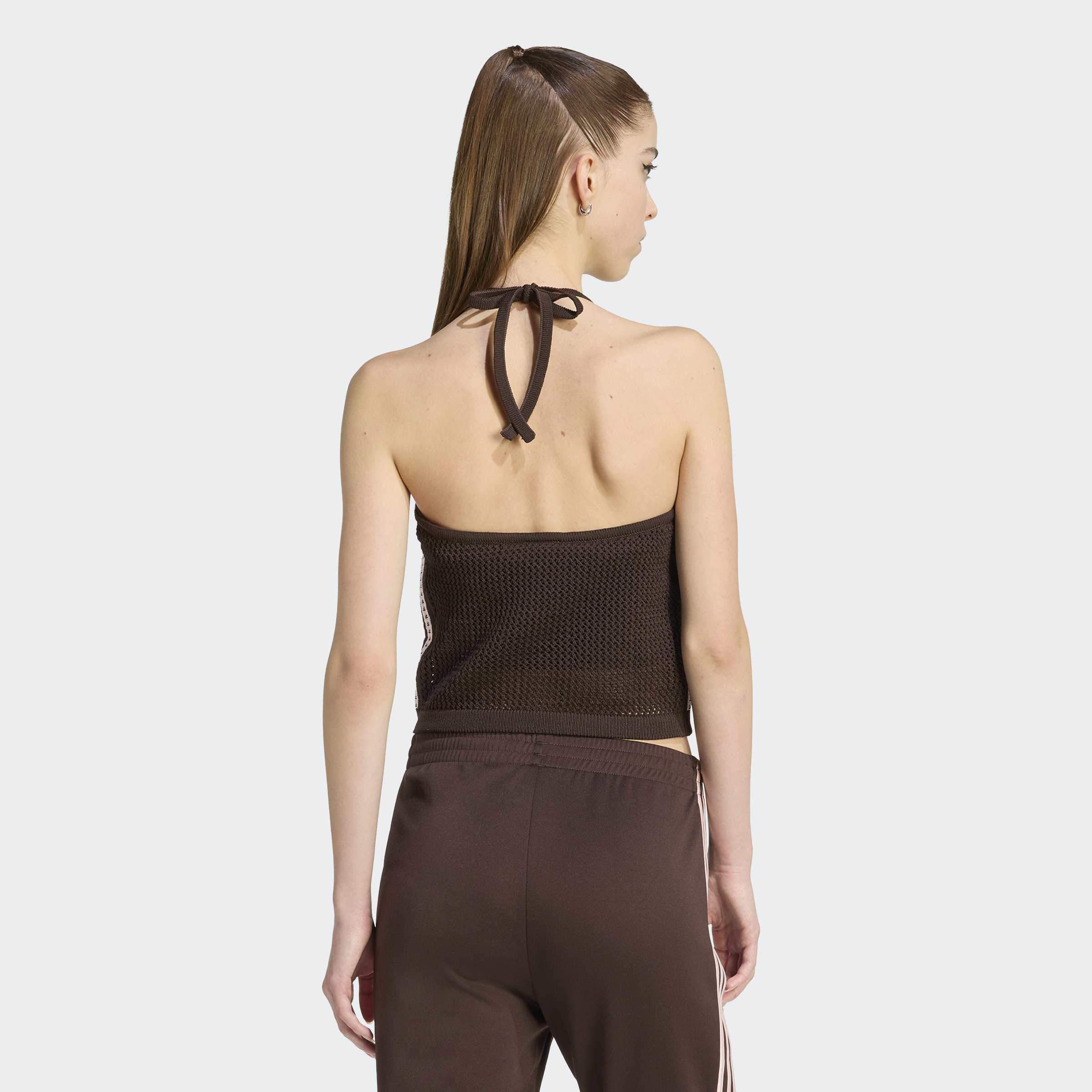Knitted Crochet Long-Sleeve Top, Brown, A701_ONE, large image number 1