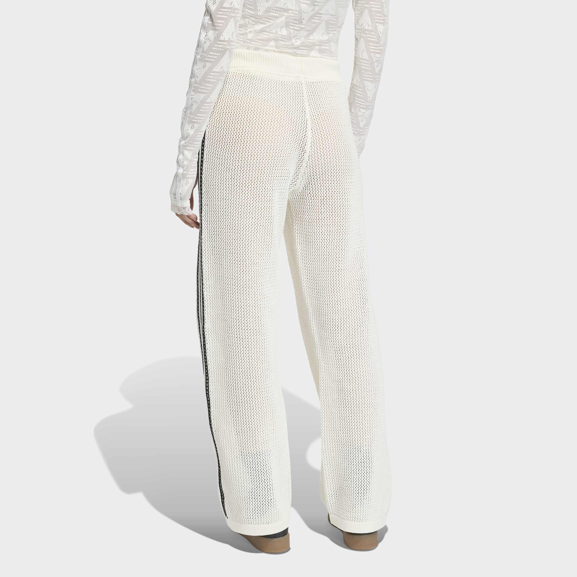 Knitted Crochet Firebird Track Pants, White