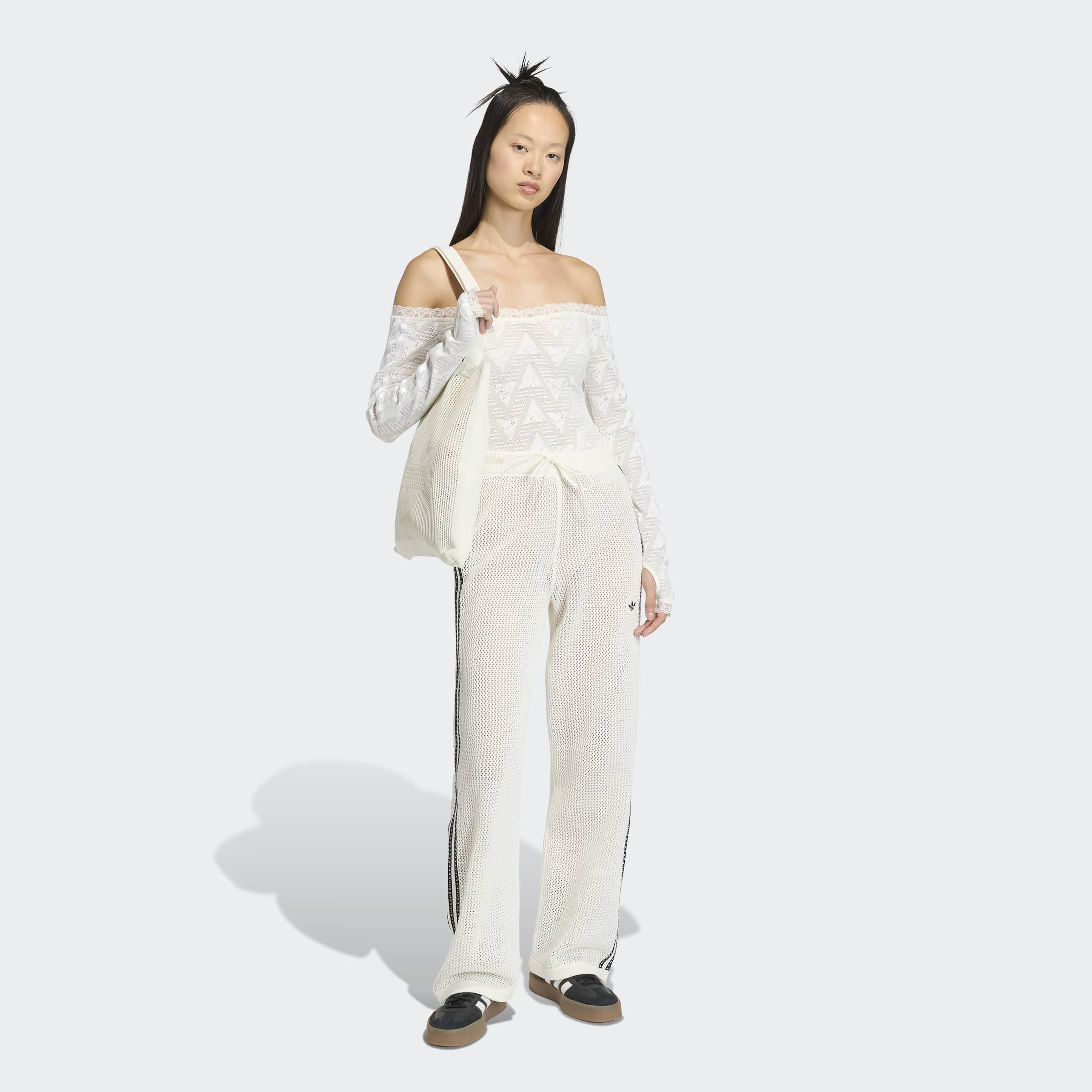 Knitted Crochet Firebird Track Pants, White, A701_ONE, large image number 5