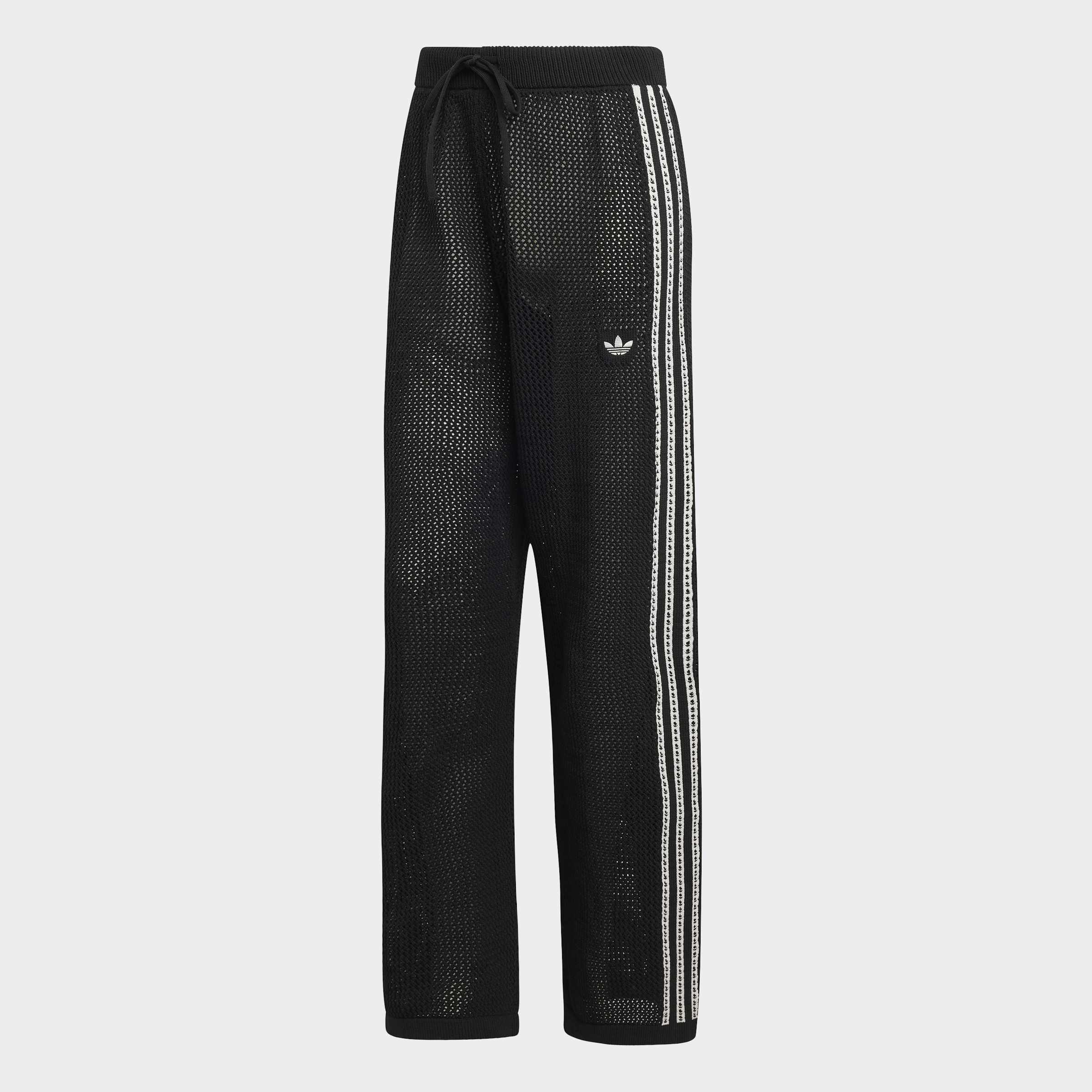 Knitted Crochet Firebird Track Pants, Black