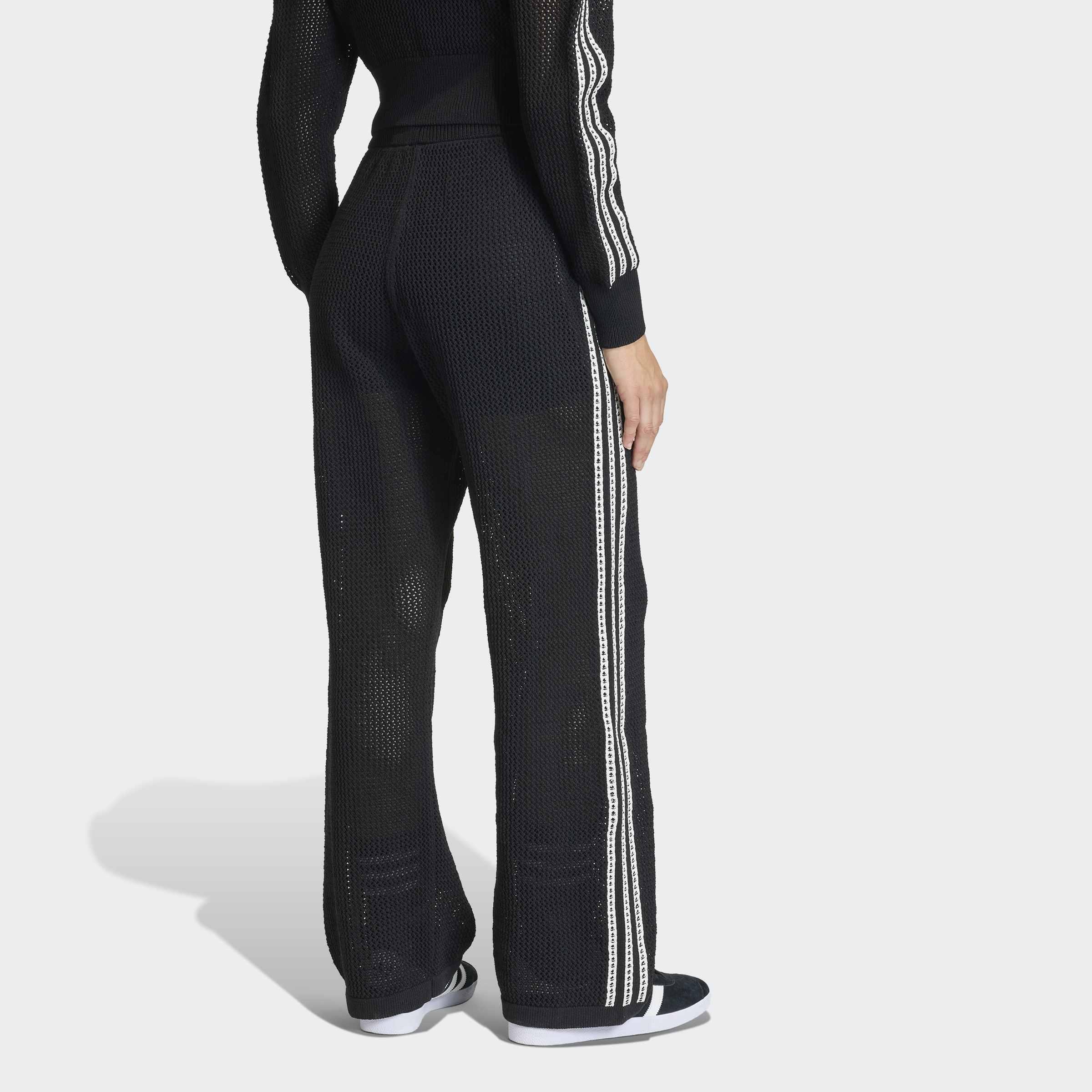 Knitted Crochet Firebird Track Pants, Black