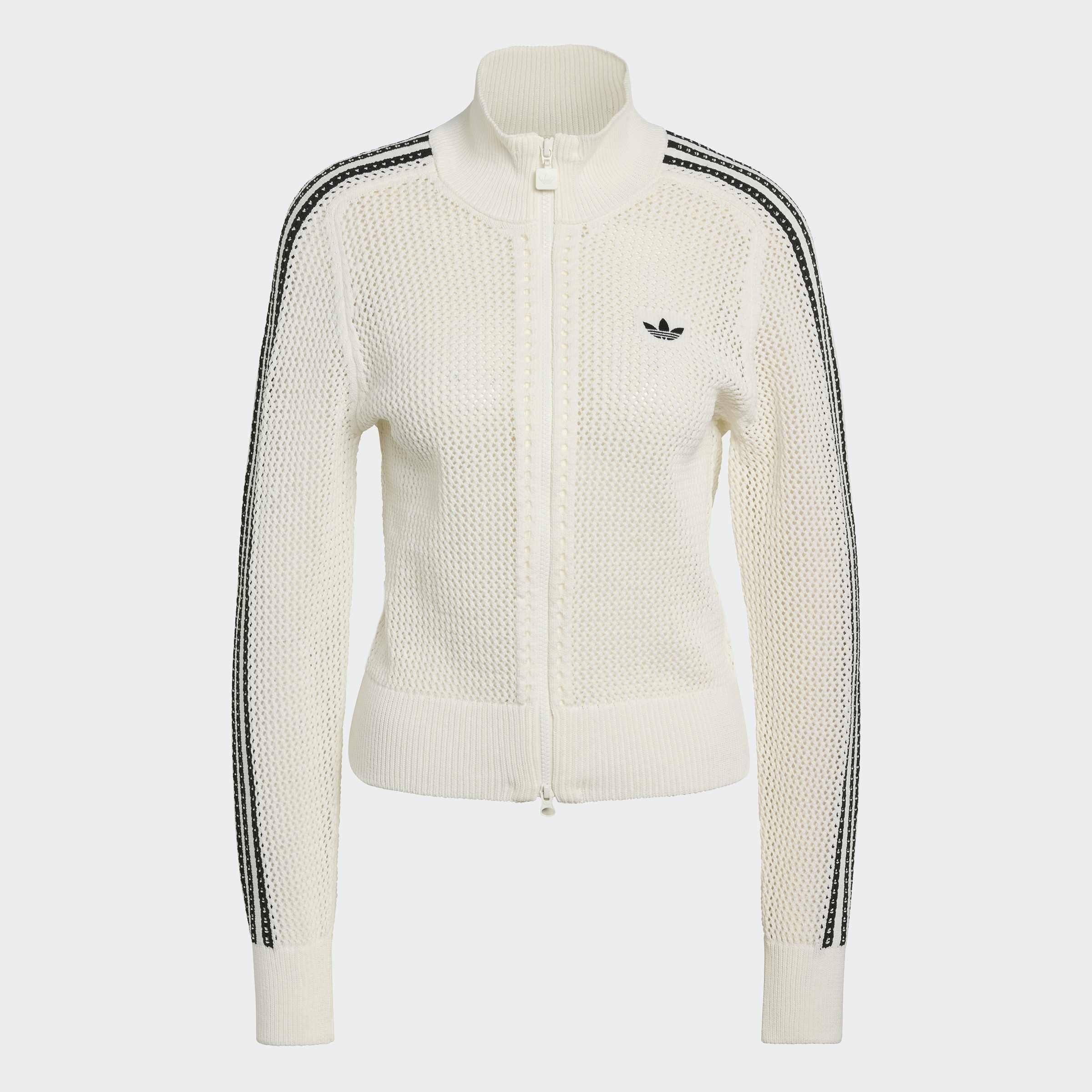 Knitted Crochet Firebird Track Top, White